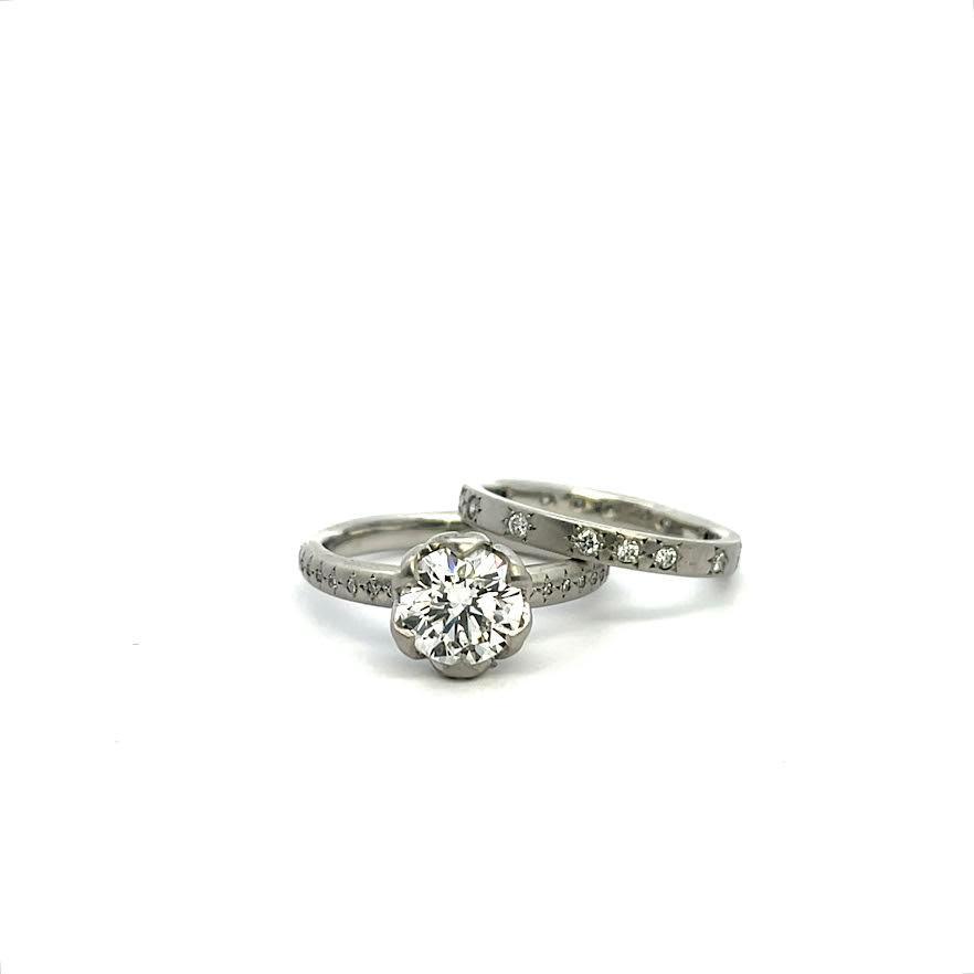 Platinum and Diamond Engagement Ring,1.35 CT