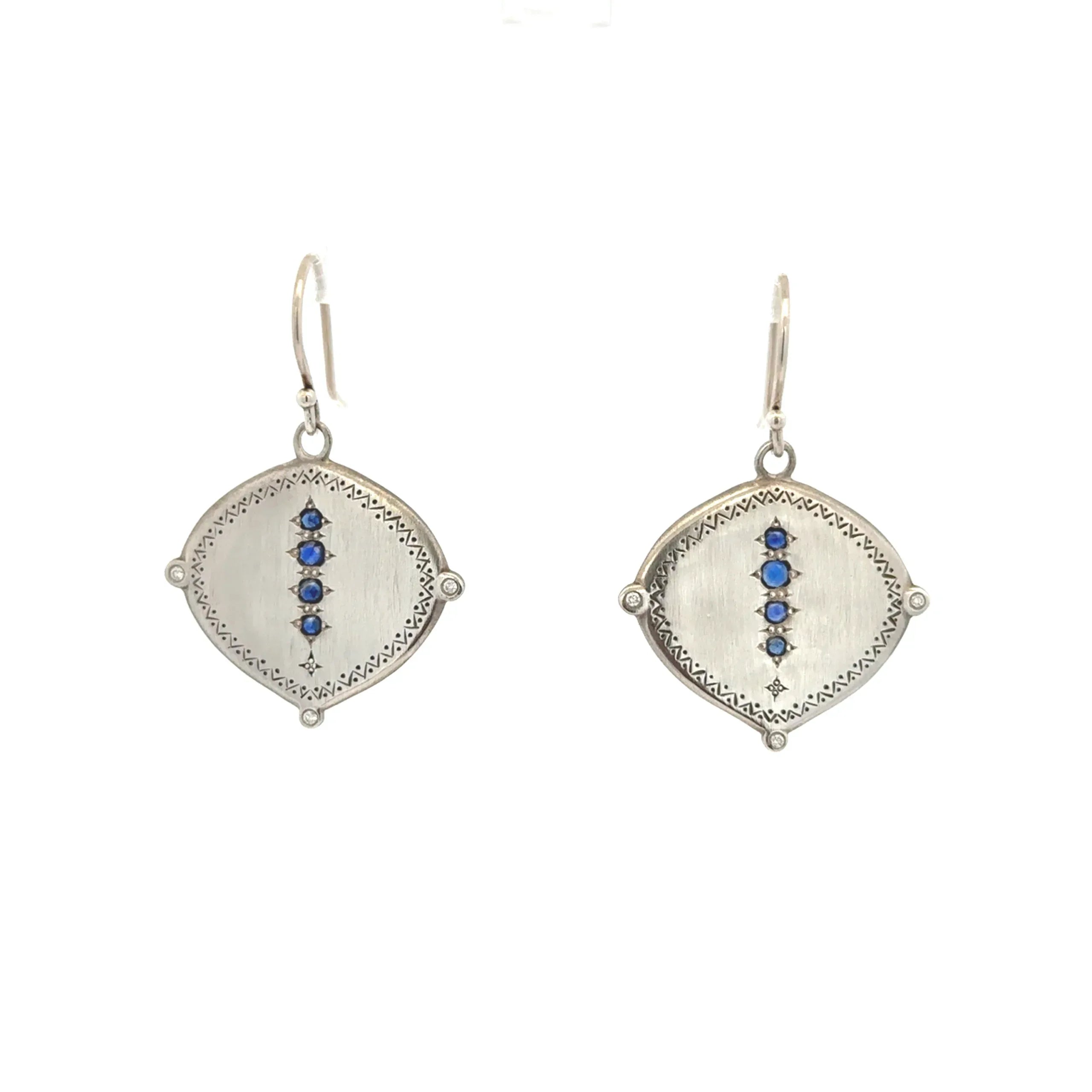 Sterling Silver Sapphire and Diamond Earrings