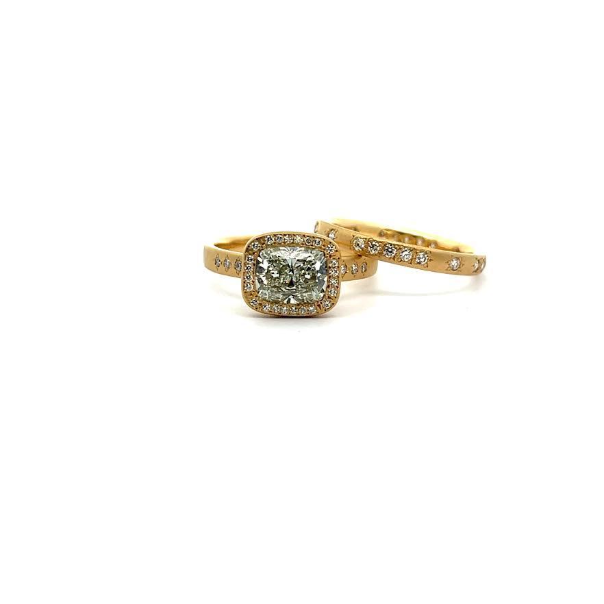 Yellow Gold and Diamond Halo Ring