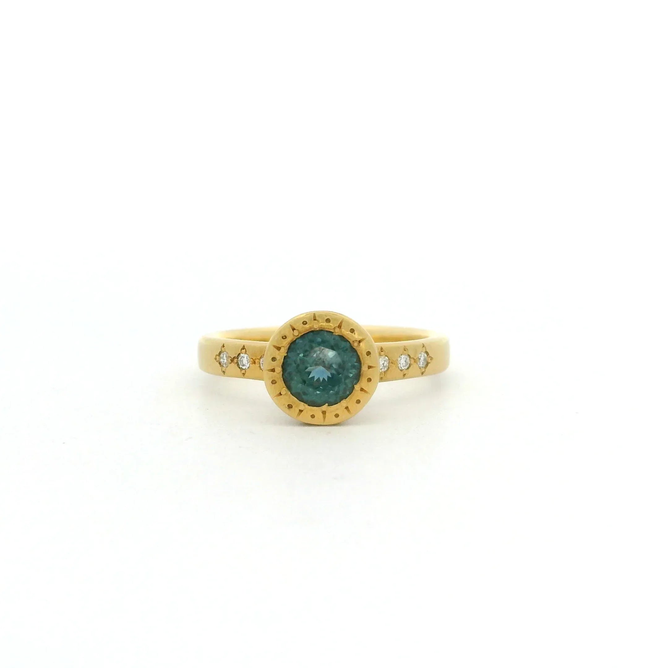 Gold Green Sapphire and Diamond Ring