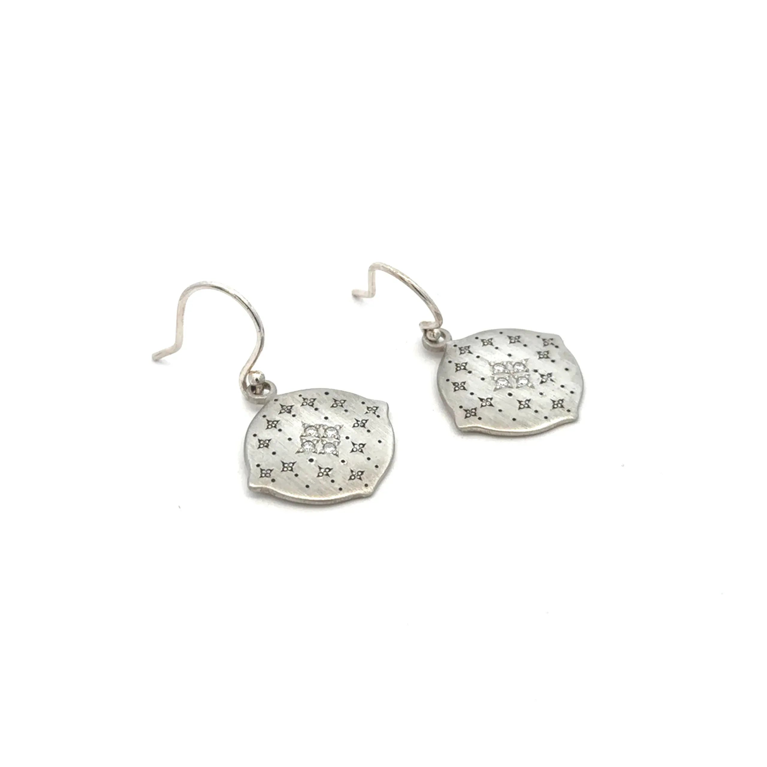 Sterling silver and Diamond Sky Earrings