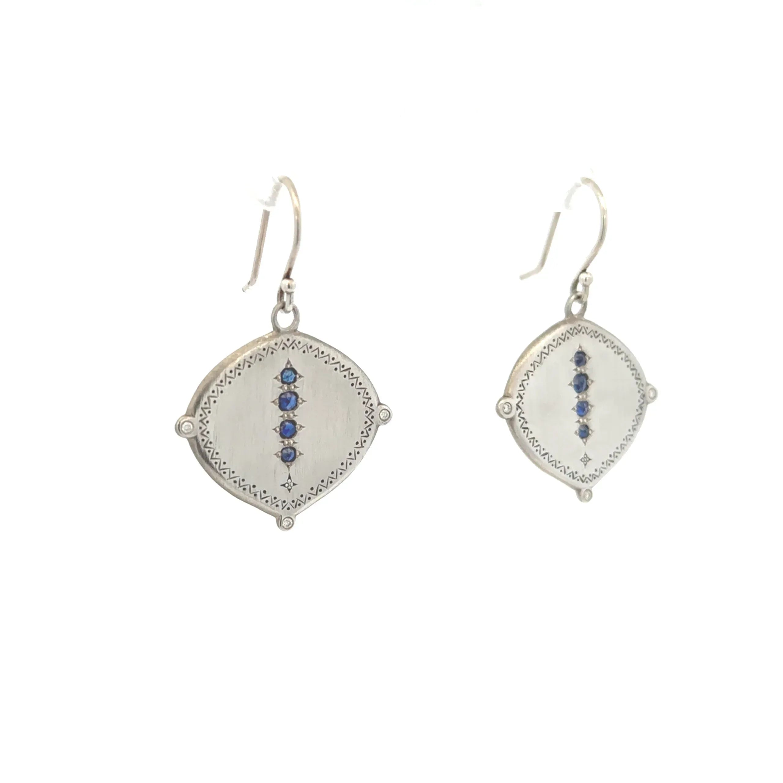 Sterling Silver Sapphire and Diamond Earrings
