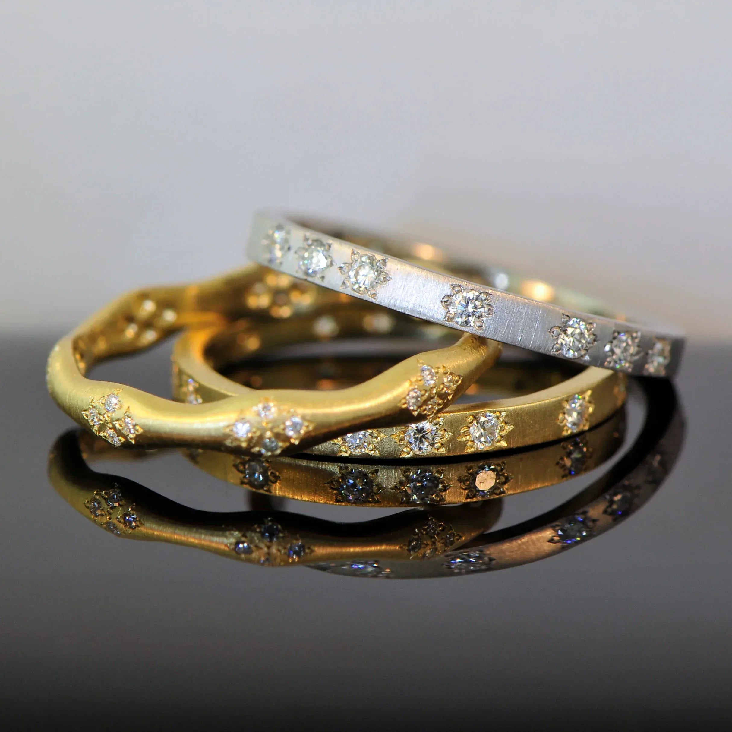 Thin Platinum and Diamond Band