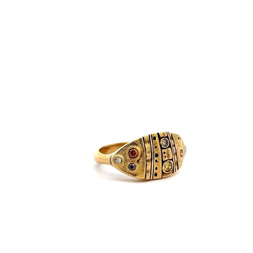 Gold and Diamond 'Leaf' Dome Ring