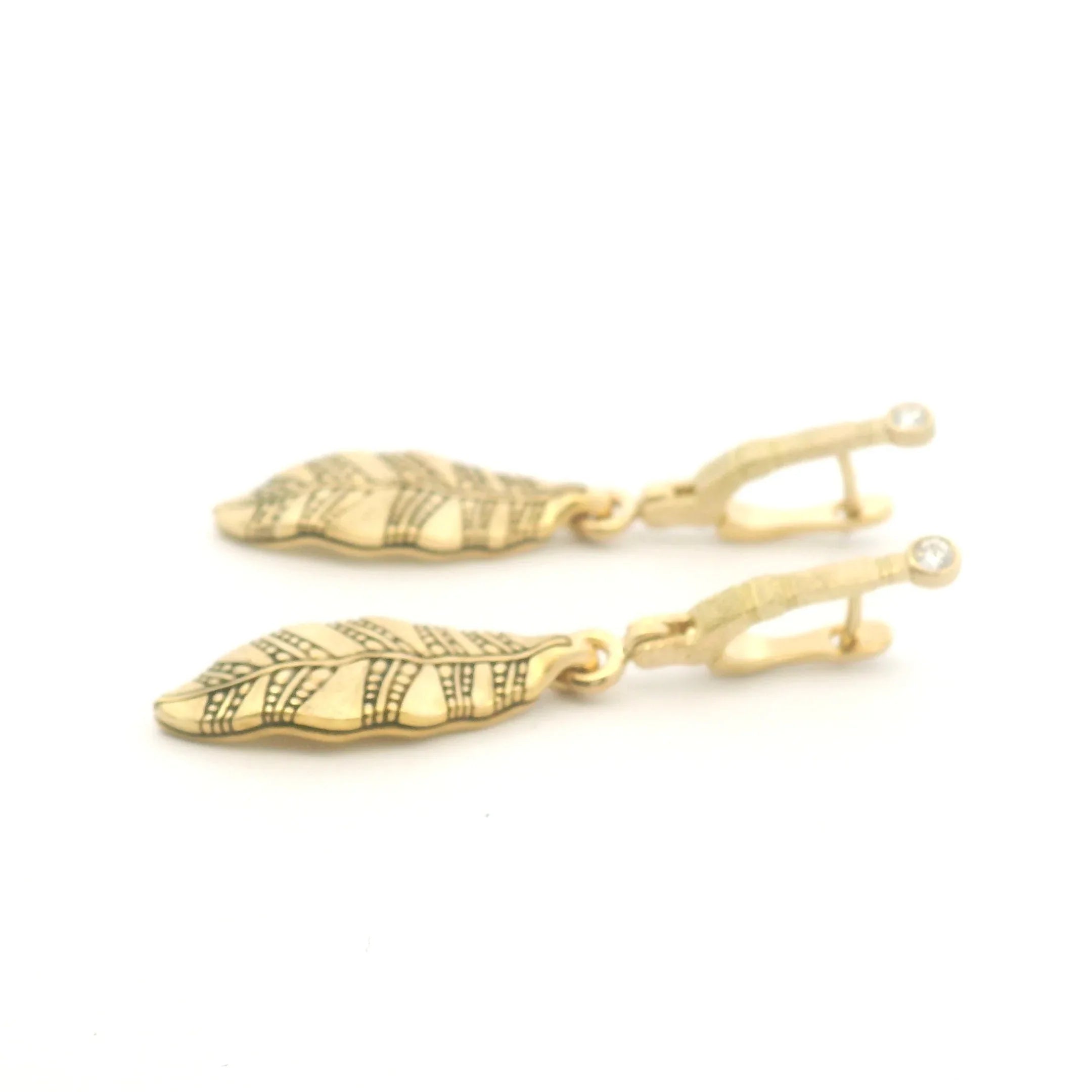 Yellow Gold "Leaf 2" Earrings