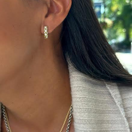 Oval Diamond Huggie Earrings