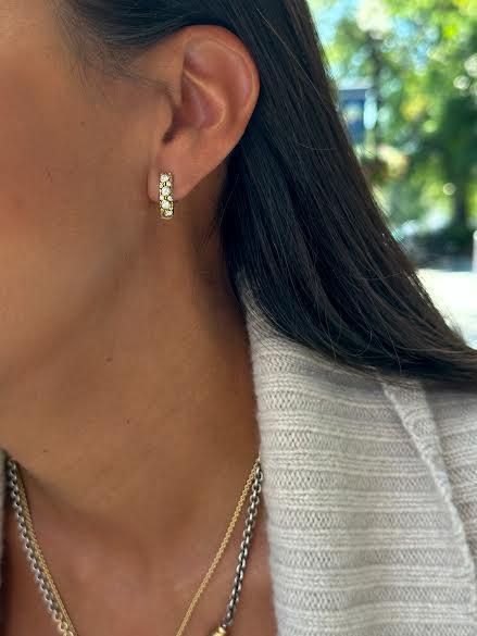 Oval Diamond Huggie Earrings