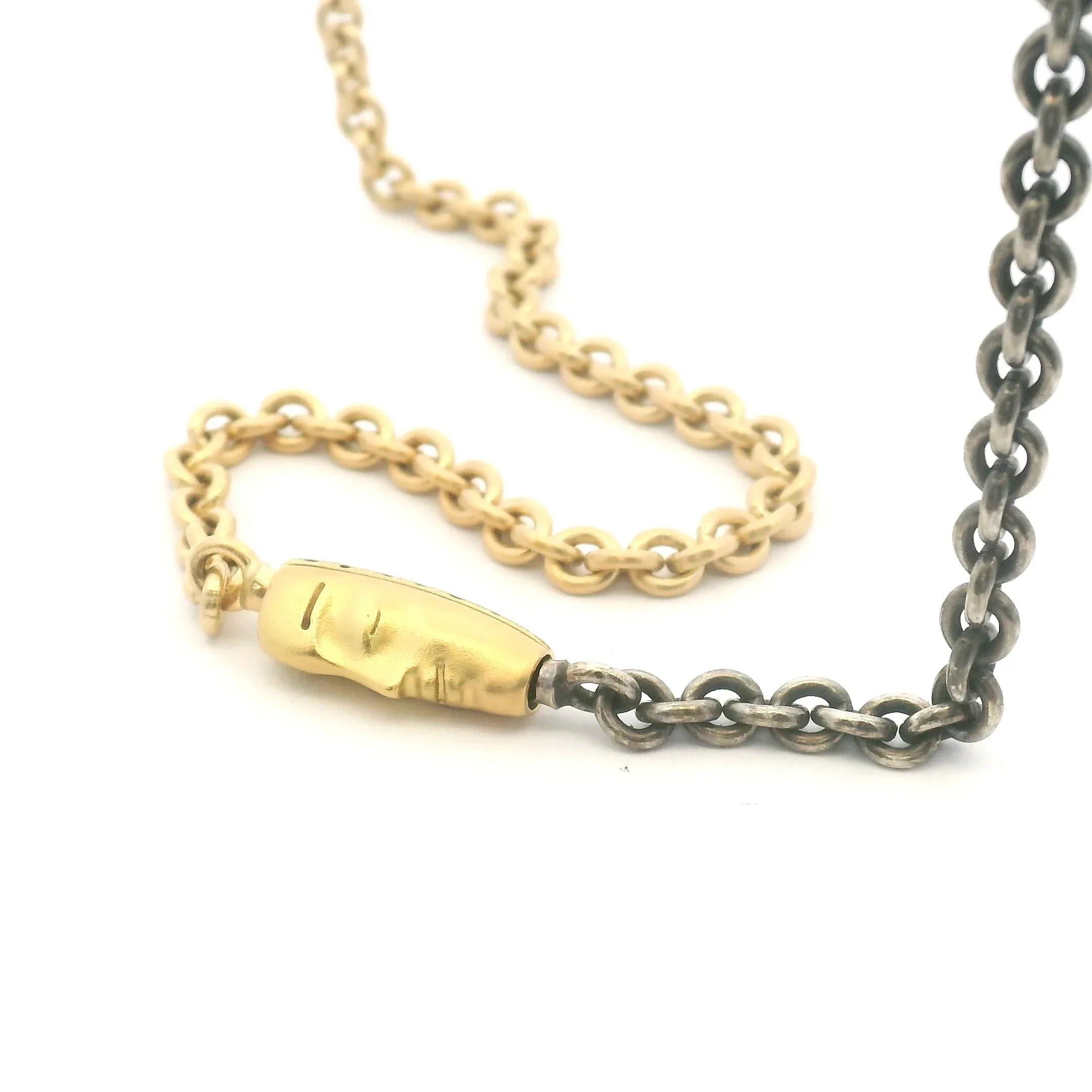 Yellow Gold and Oxidized Silver Cable Vario Chain