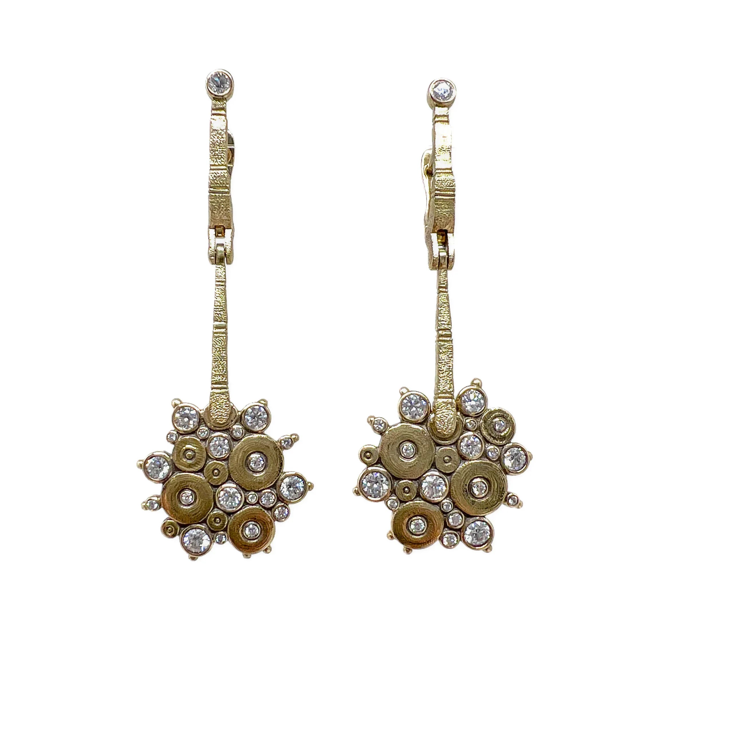 Yellow Gold and Diamond Ocean Earrings
