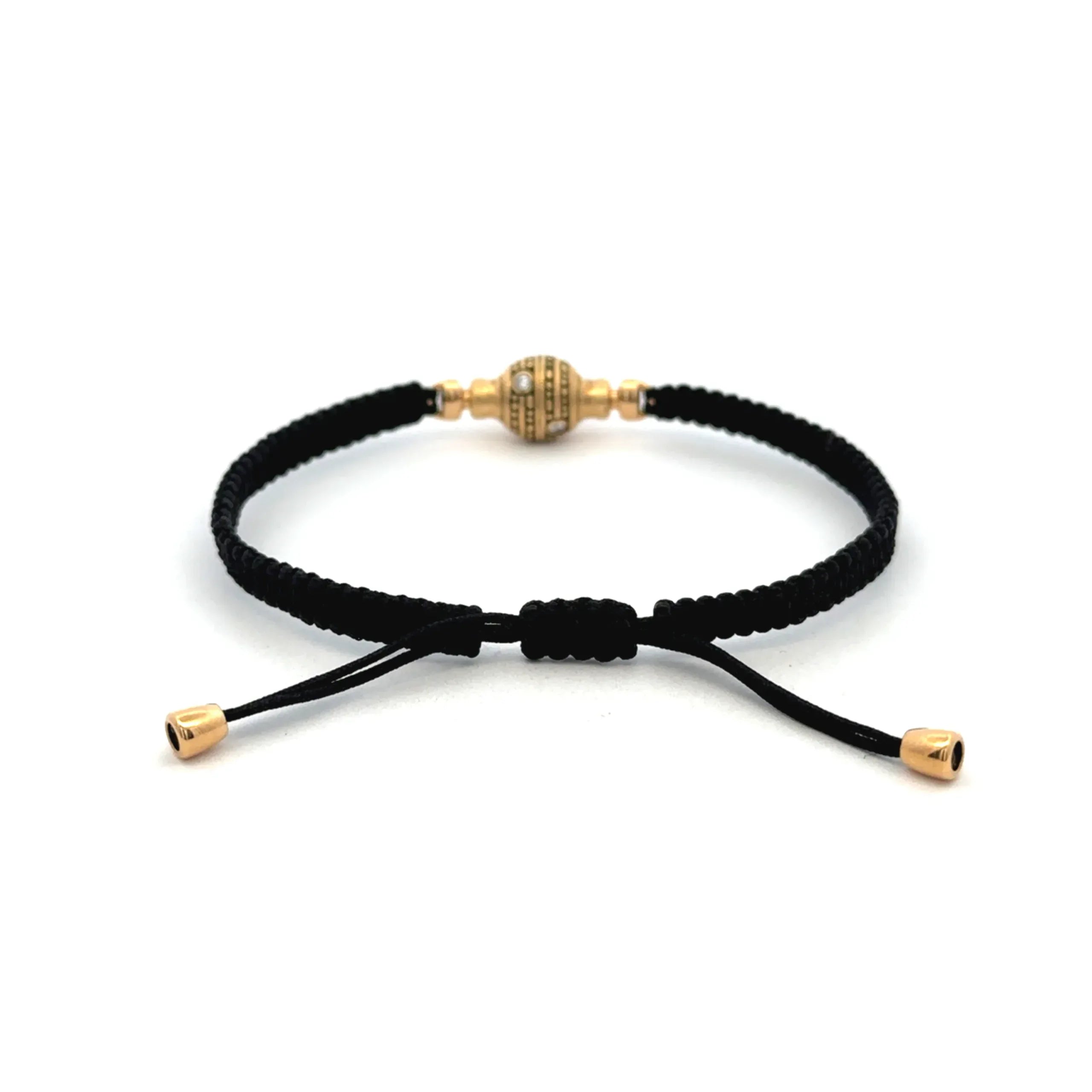 18 karat Yellow Gold and Black Macrame Bracelet