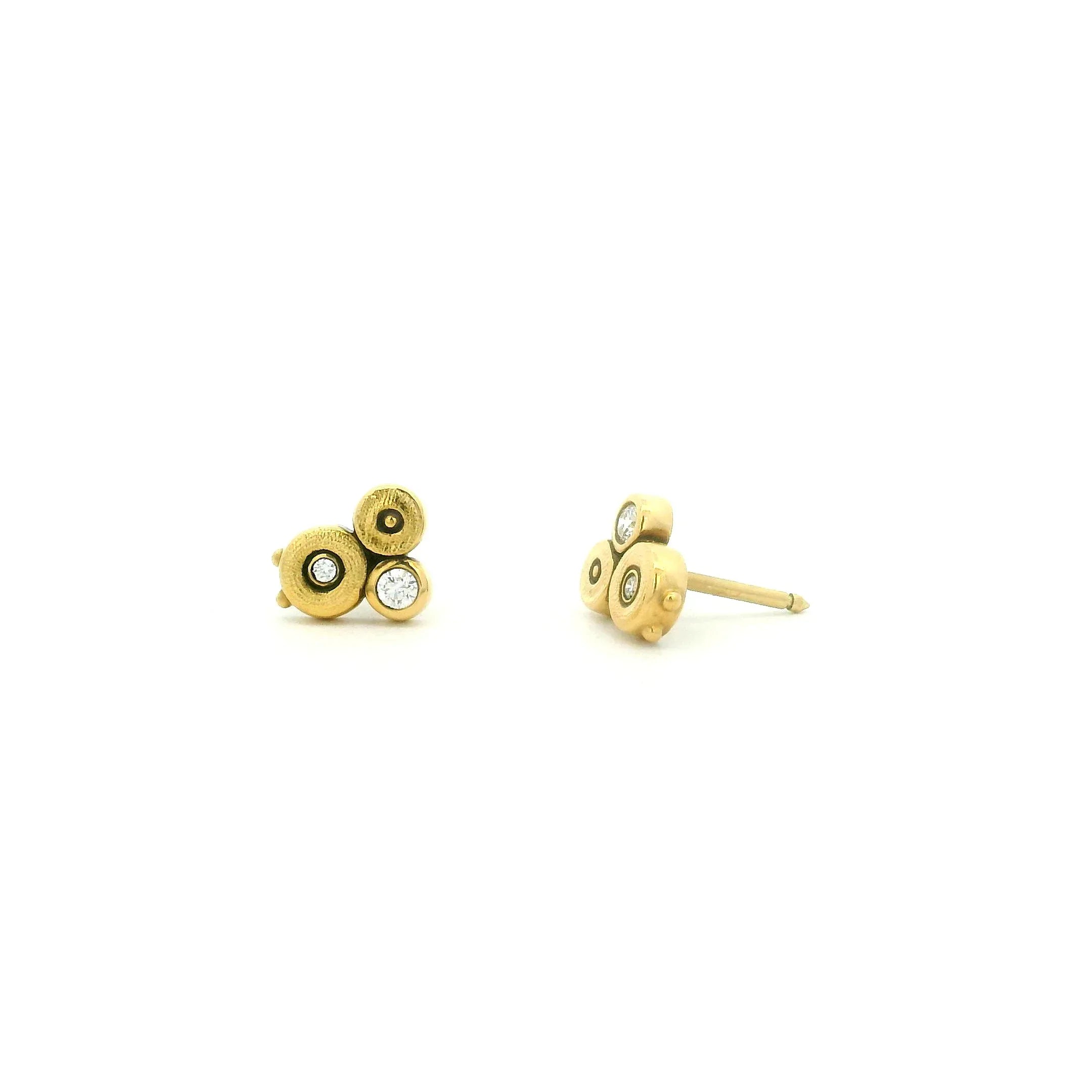 Yellow Gold and Diamond Bezel Studs
