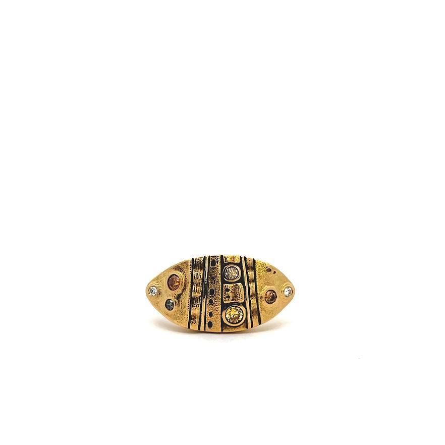 Gold and Diamond 'Leaf' Dome Ring