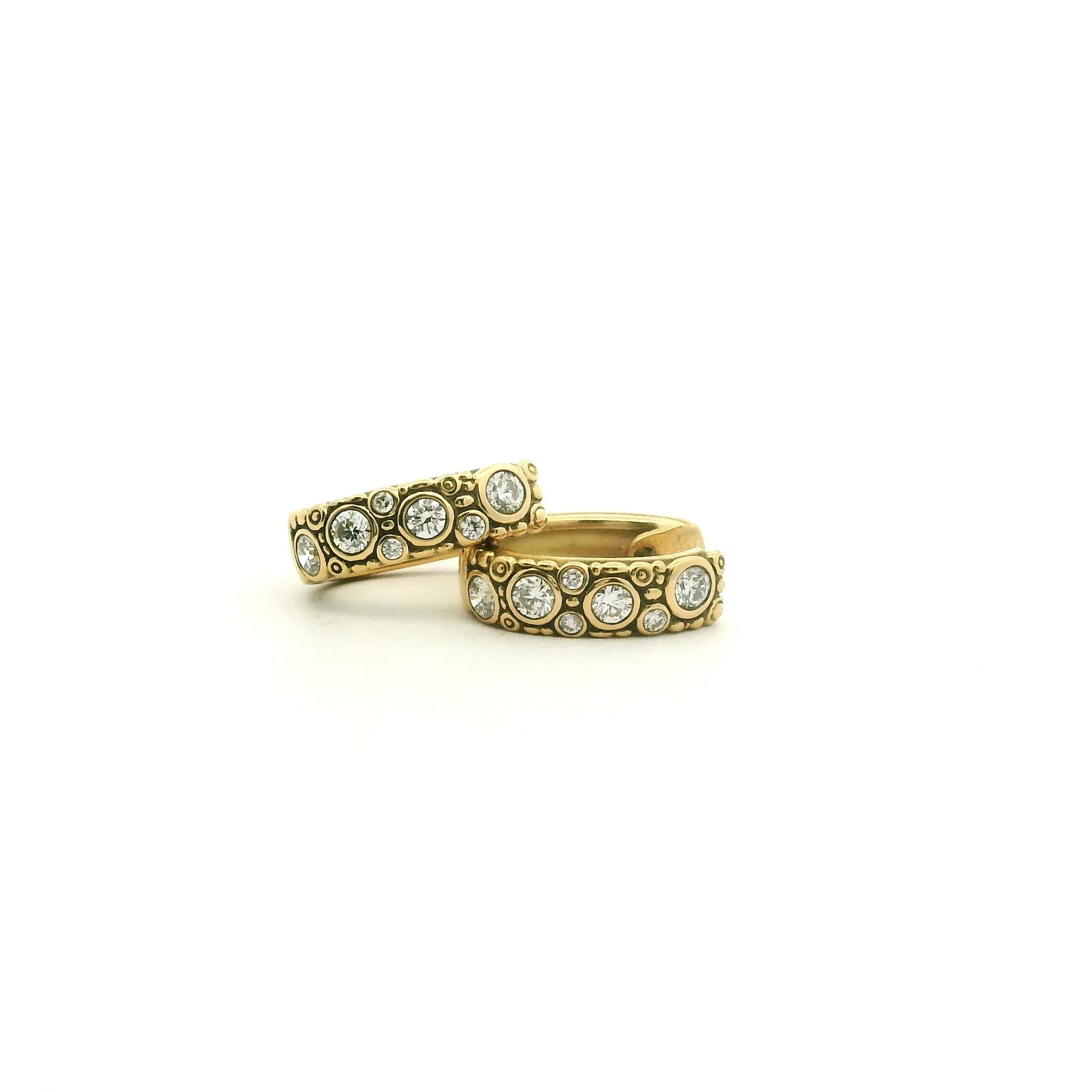 Oval Diamond Huggie Earrings
