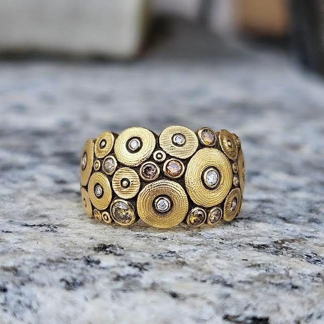 Yellow Gold and Diamond Ocean Dome Ring