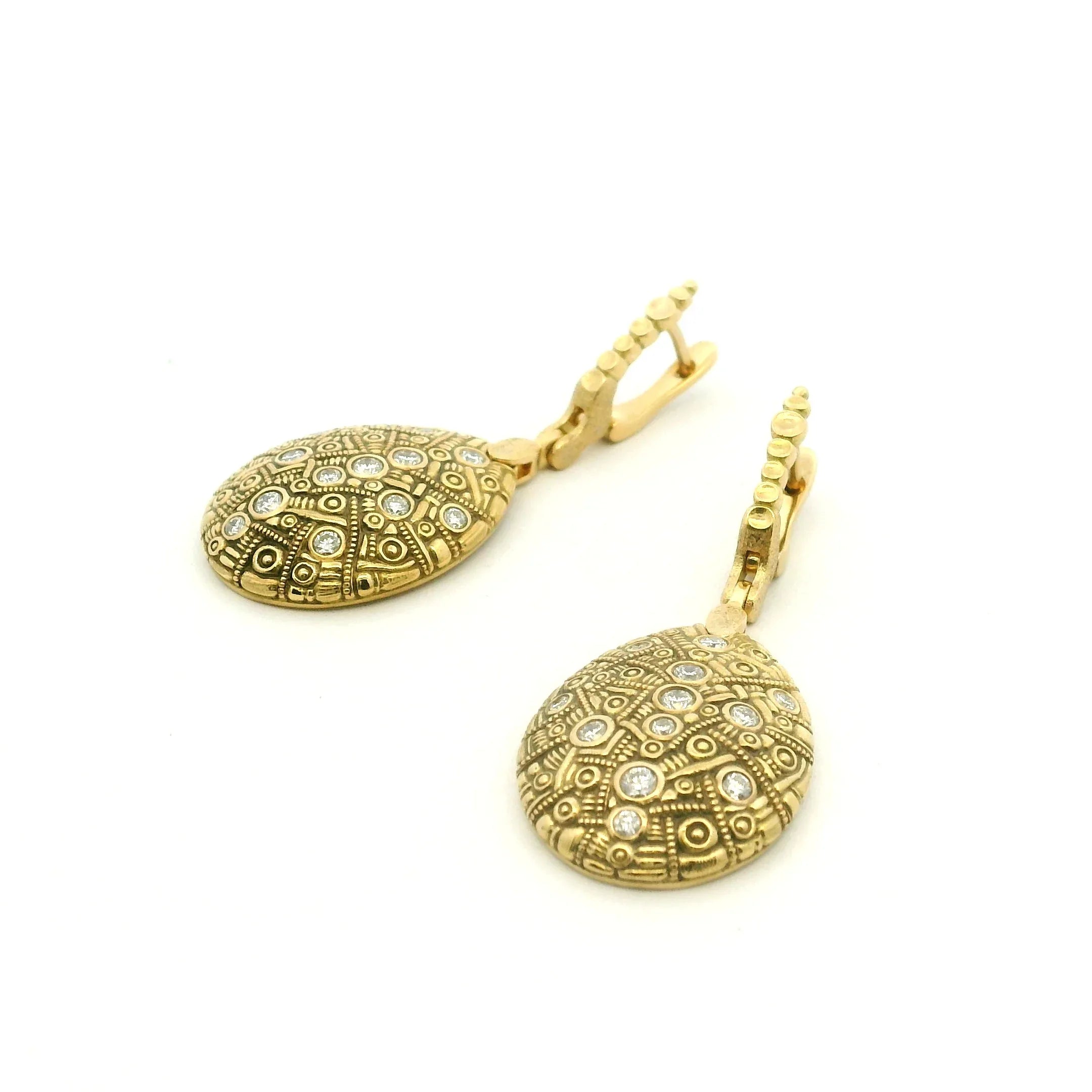 Yellow Gold and Diamond Tear Drop Earrings