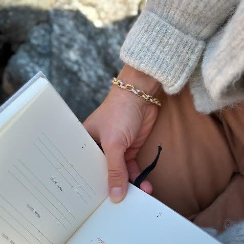 Yellow gold, Rose gold and Platinum Diamond Link Bracelet