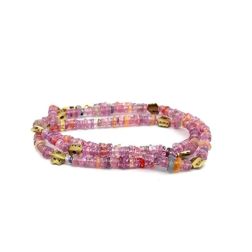 Yellow Gold and Pink Sapphire 'Flora' Beaded Necklace