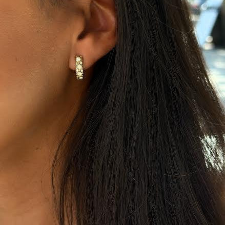 Oval Diamond Huggie Earrings