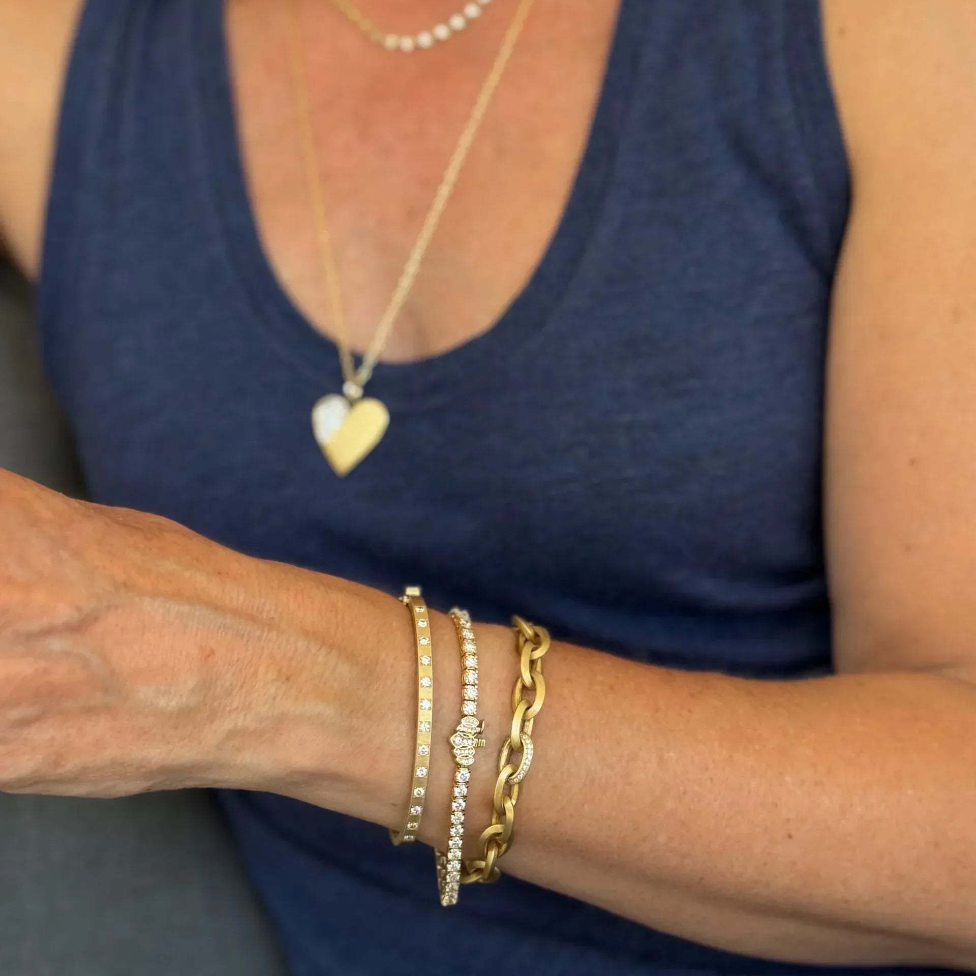 Yellow Gold and Diamond Oval Link Bracelet