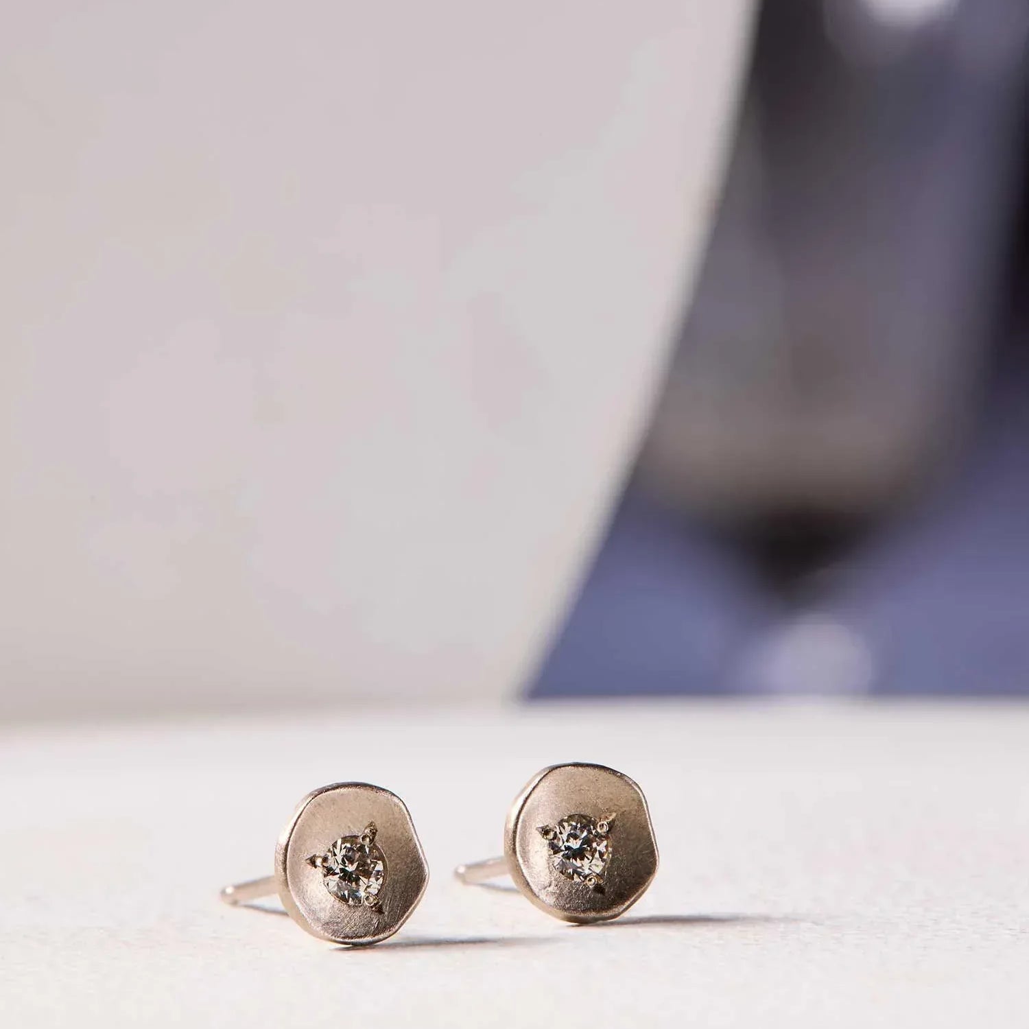 Ali Dumont White Gold And Diamond Disk Studs