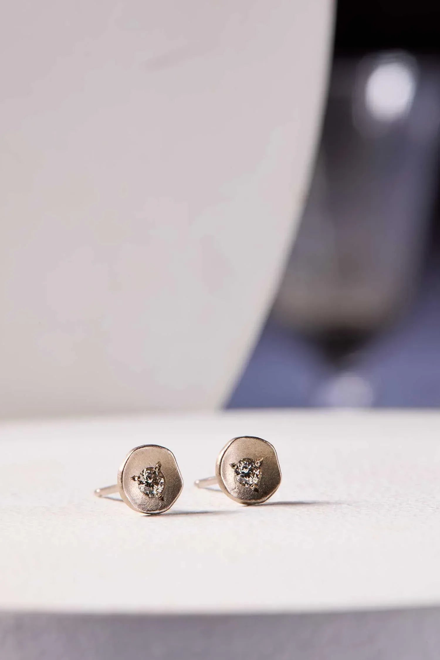 Ali Dumont White Gold And Diamond Disk Studs