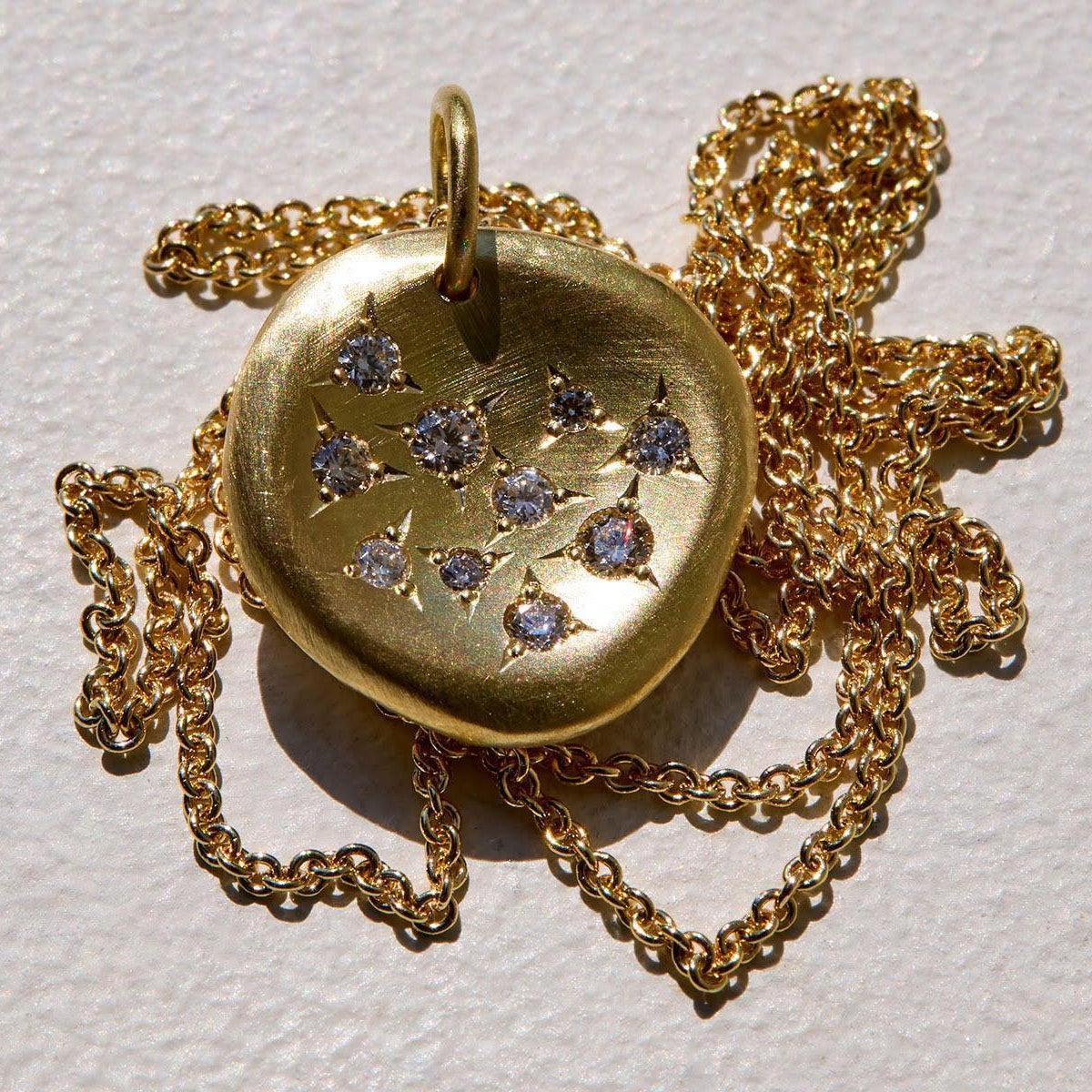 Ali Dumont Gold and Diamond Half-Full Pendant