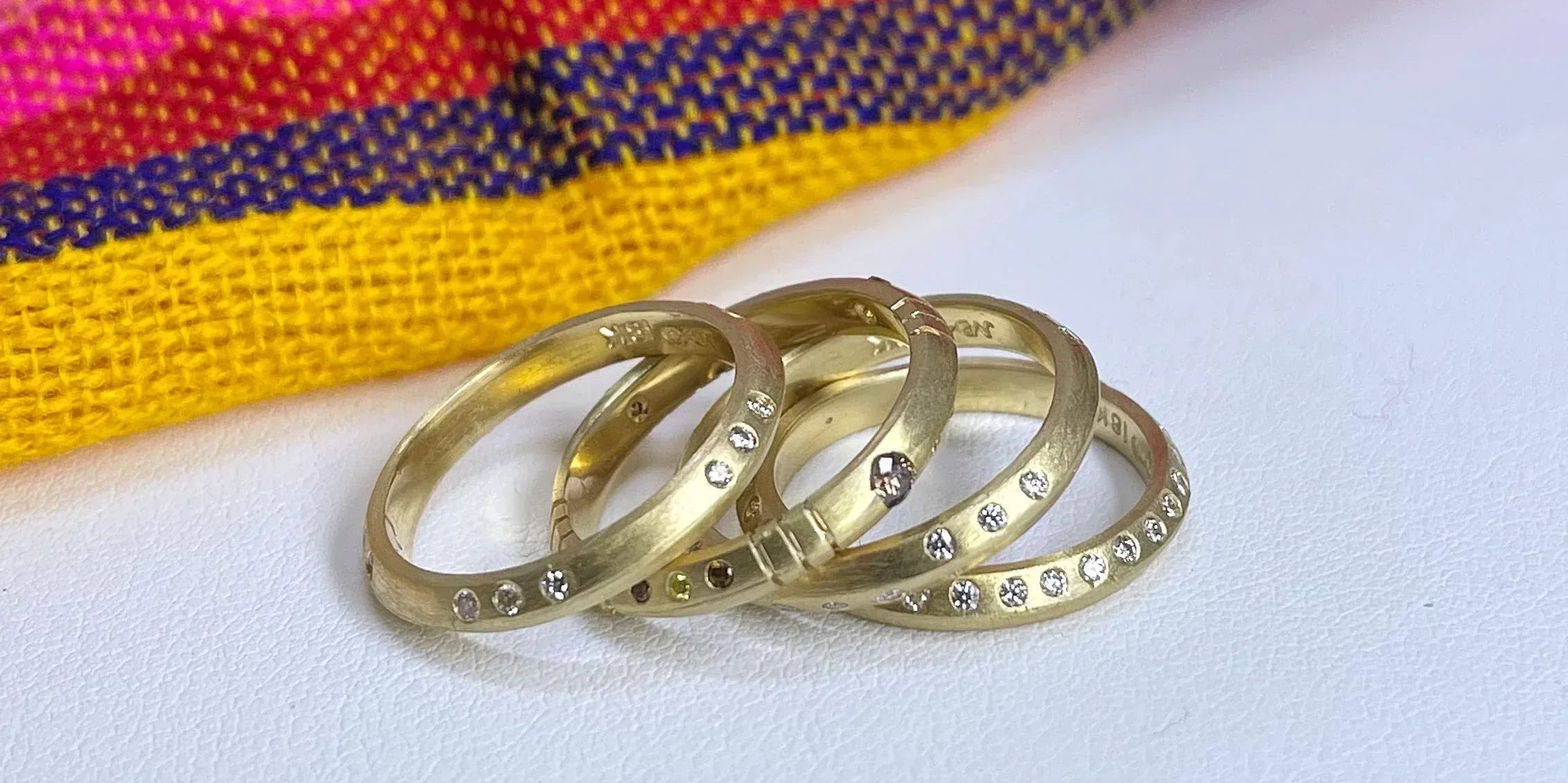 Alternating Diamond Stackable Ring