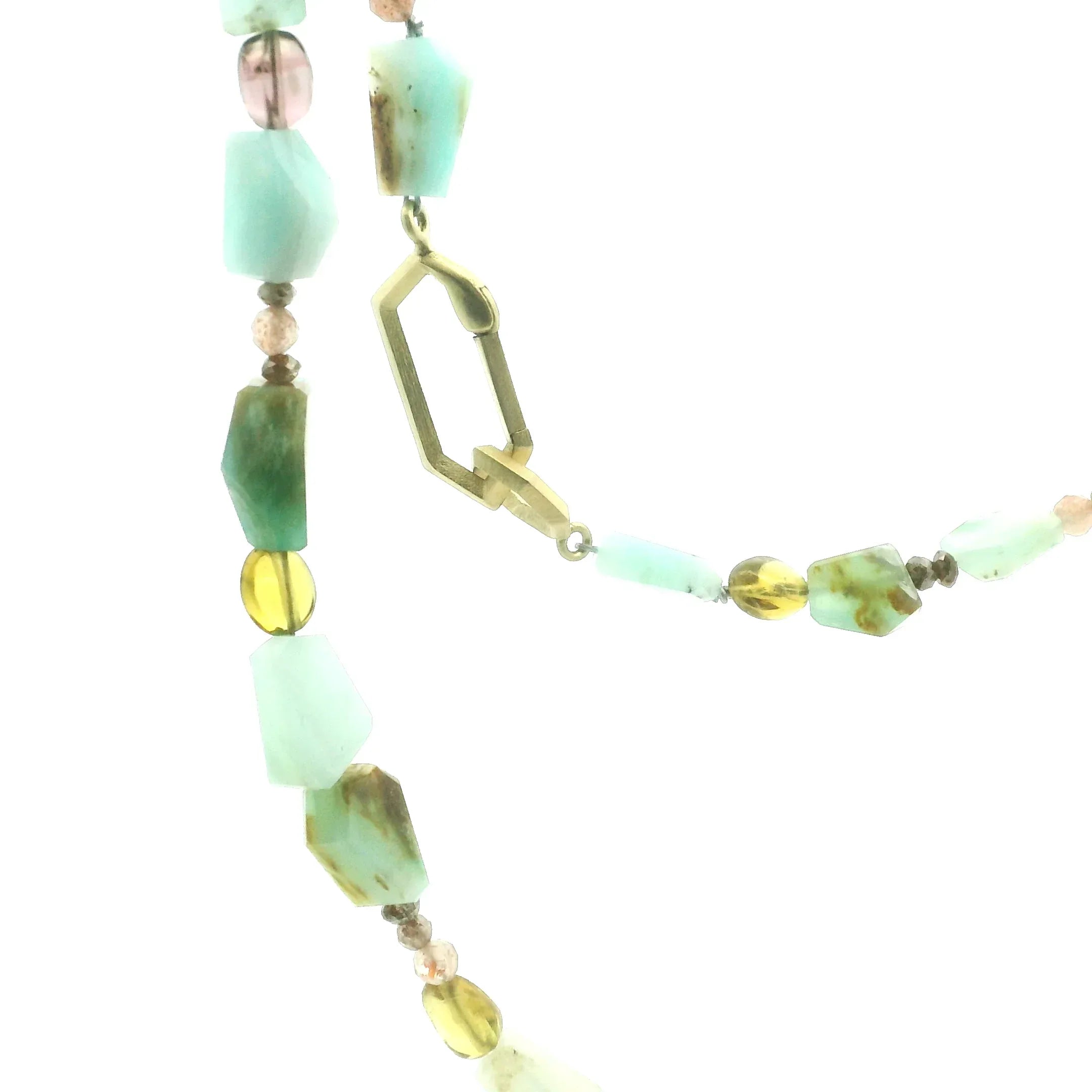 Opal and Multi Gemstone and 18 Karat Gold Necklace