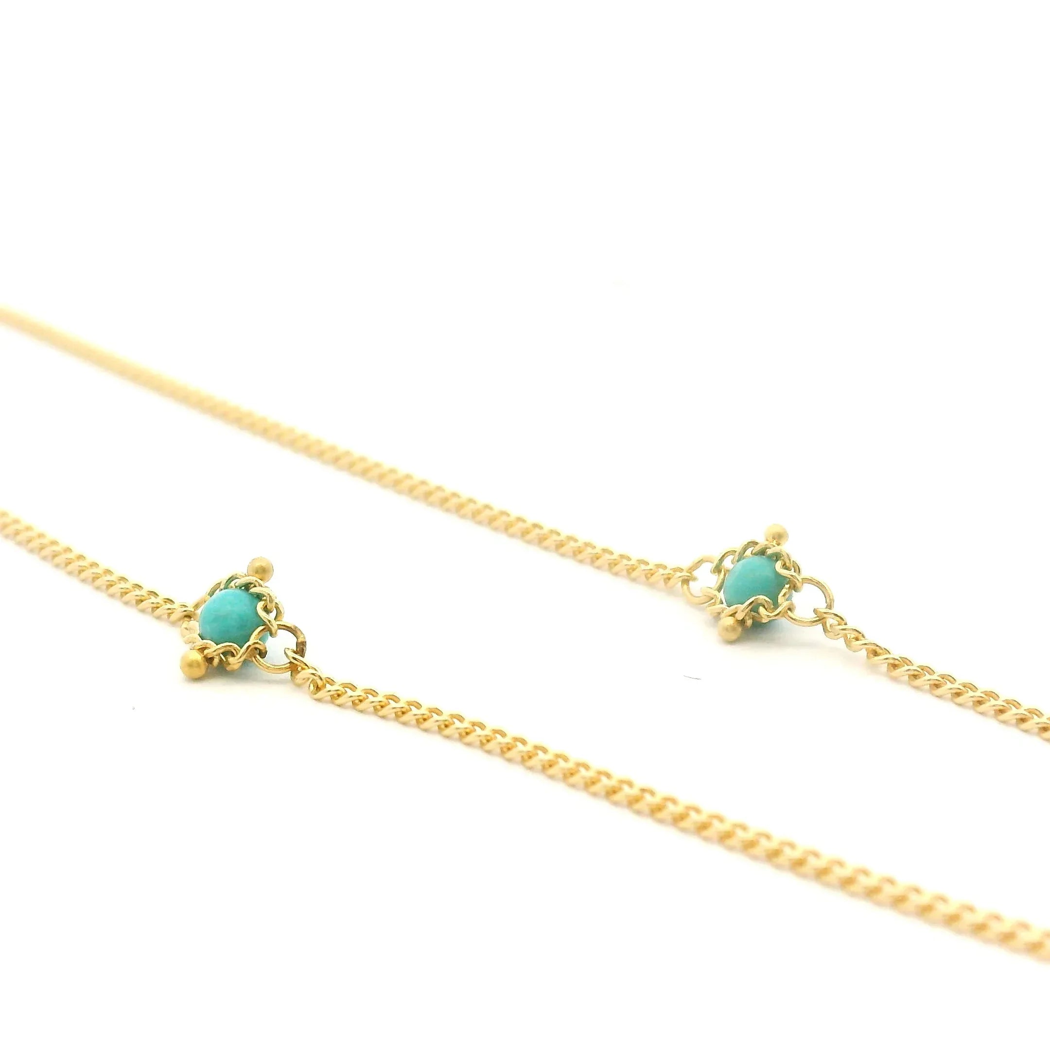 Yellow Gold Turquoise Textile Necklace