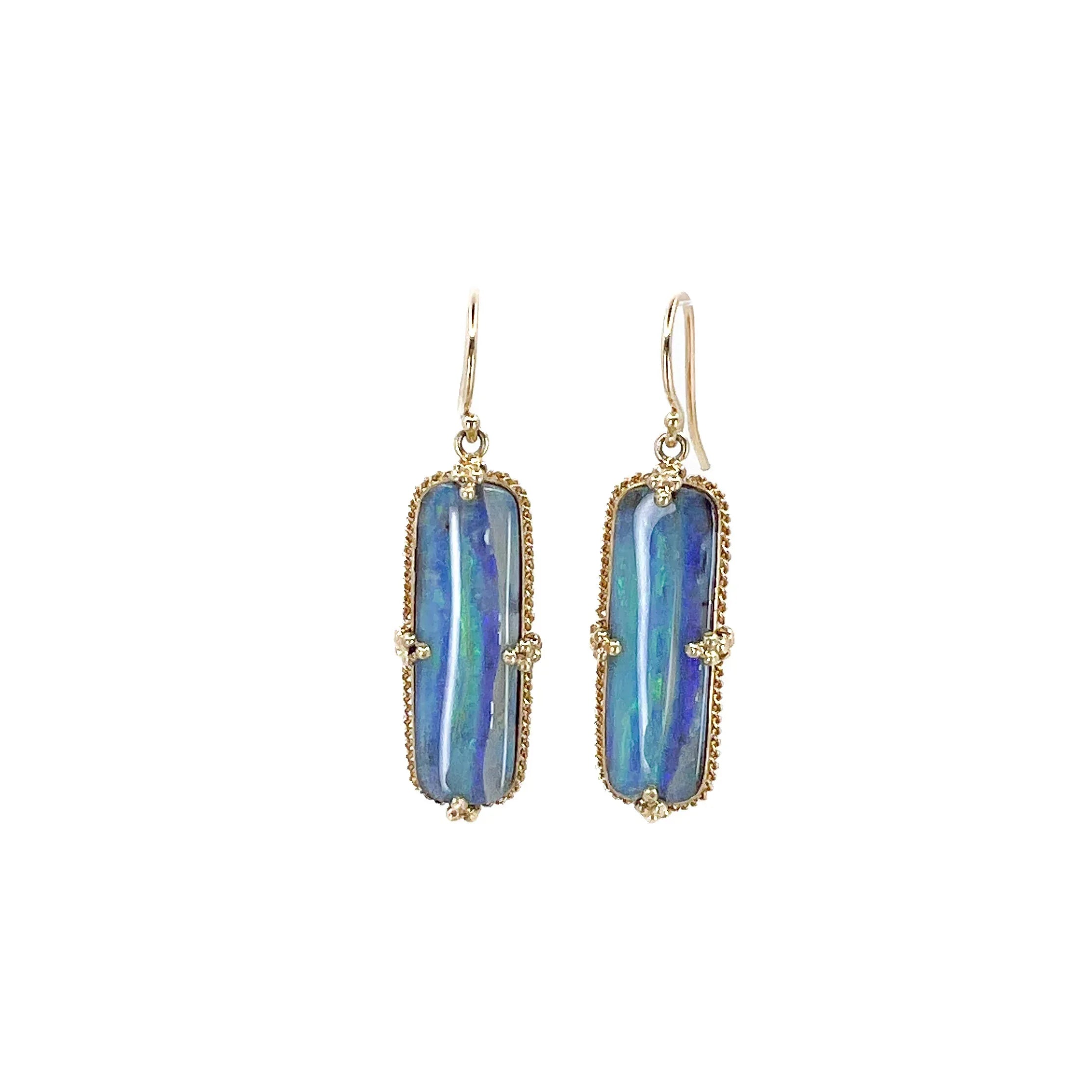 18.49 CT Boulder Opal Earrings