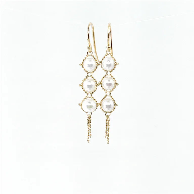 Yellow Gold and Pearl Earrings