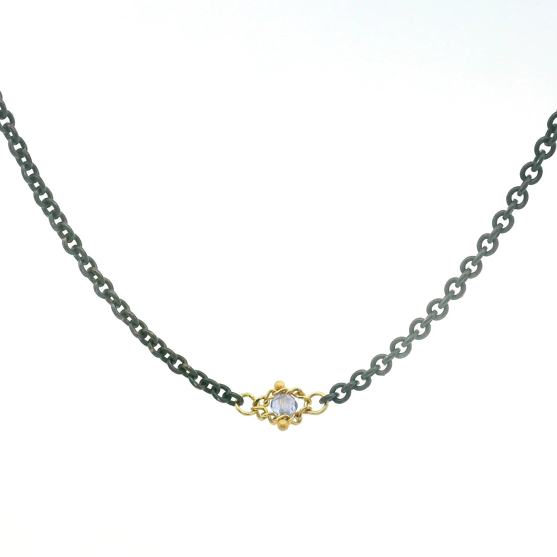 Oxidized Sterling Silvewr and Tanzanite Necklace