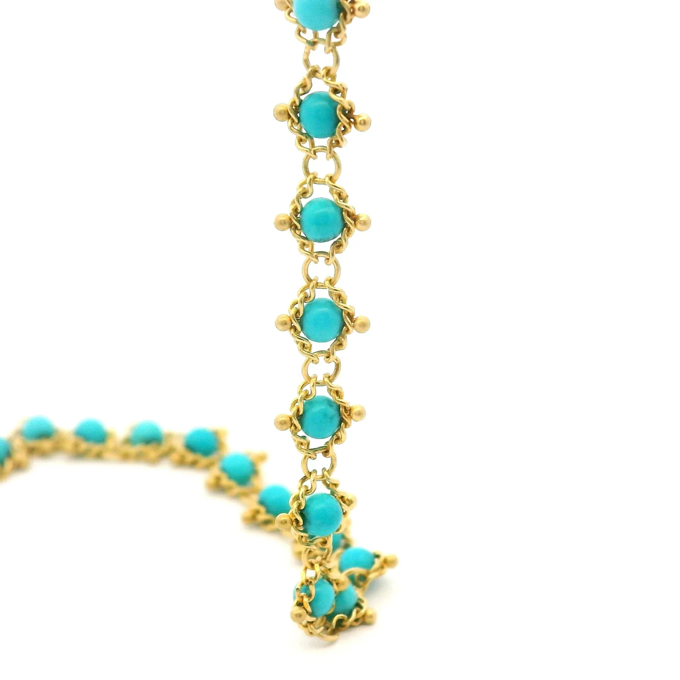 Yellow Gold Turquoise Textile Necklace