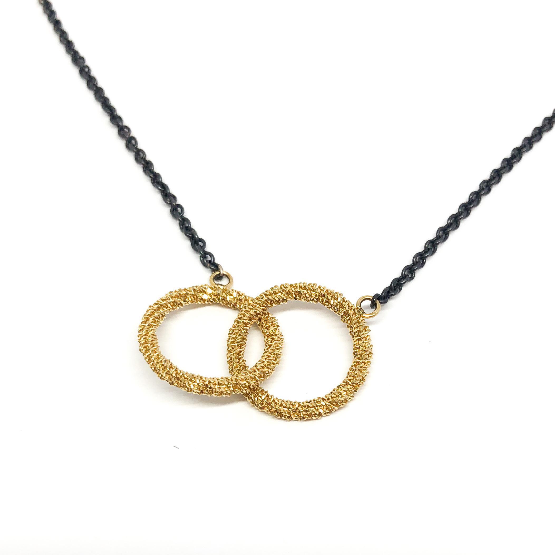Oxidized Silver Interlocking Circle Necklace