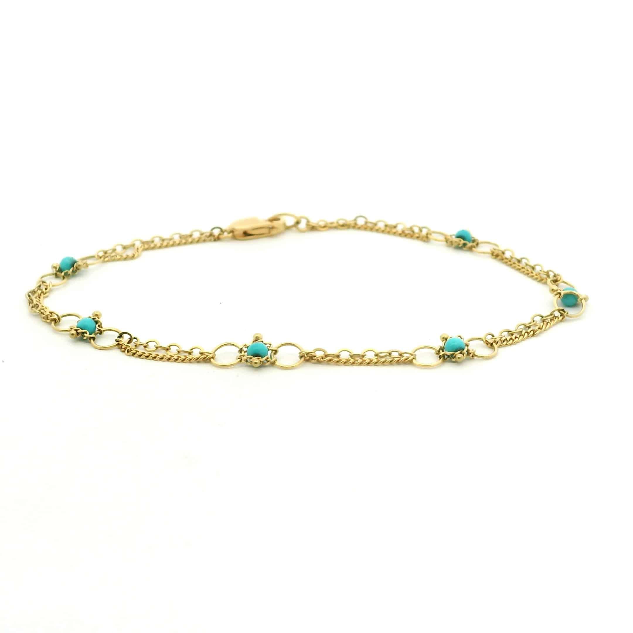 Yellow Gold and Turquoise Whisper Bracelet