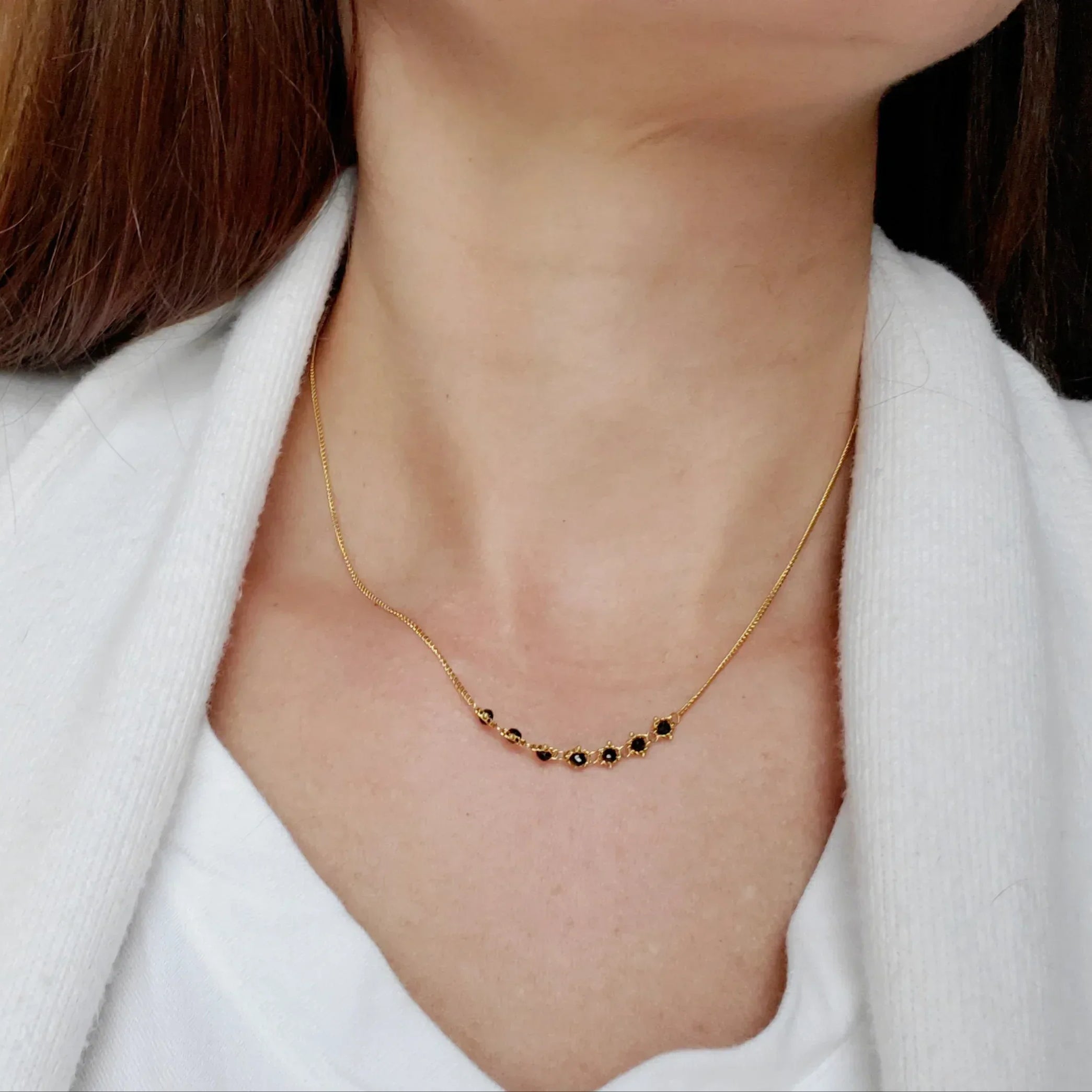 Black Diamond Long Textile Necklace