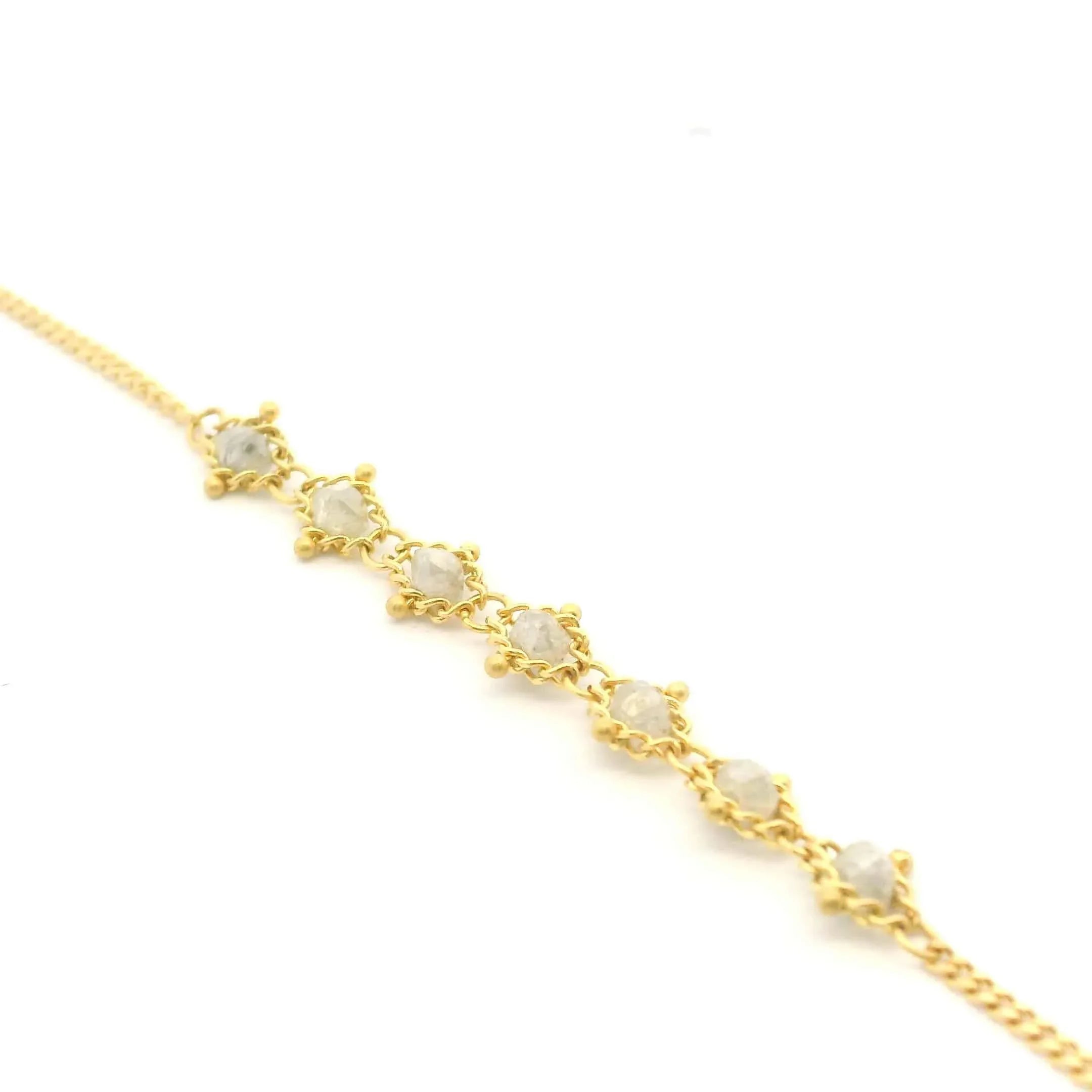 Silver Diamond Textile Station Necklace