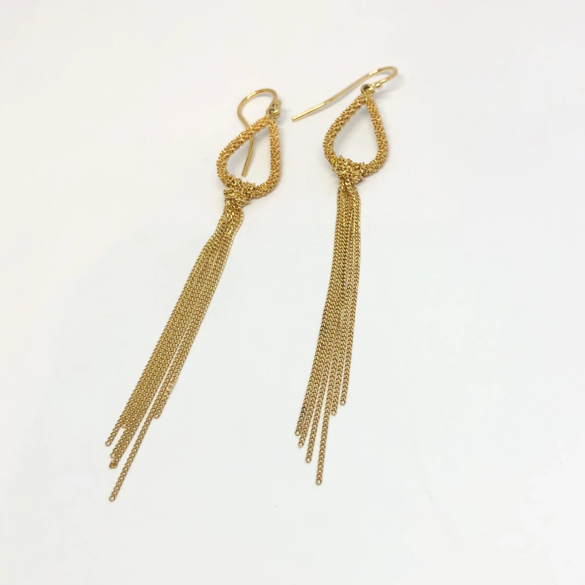 18k Knotted Pear Shape Earrings