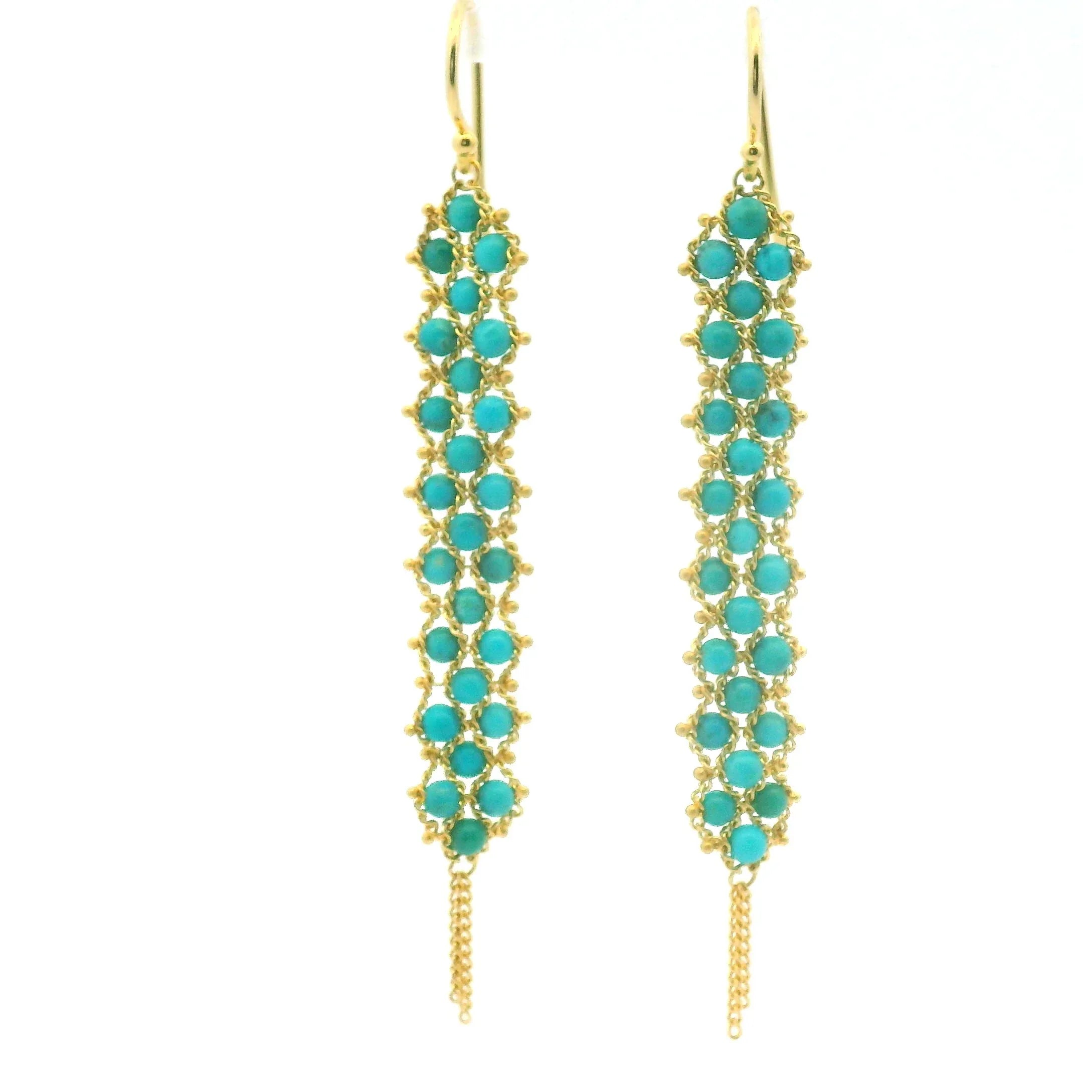 Long Turquoise Textile Earrings