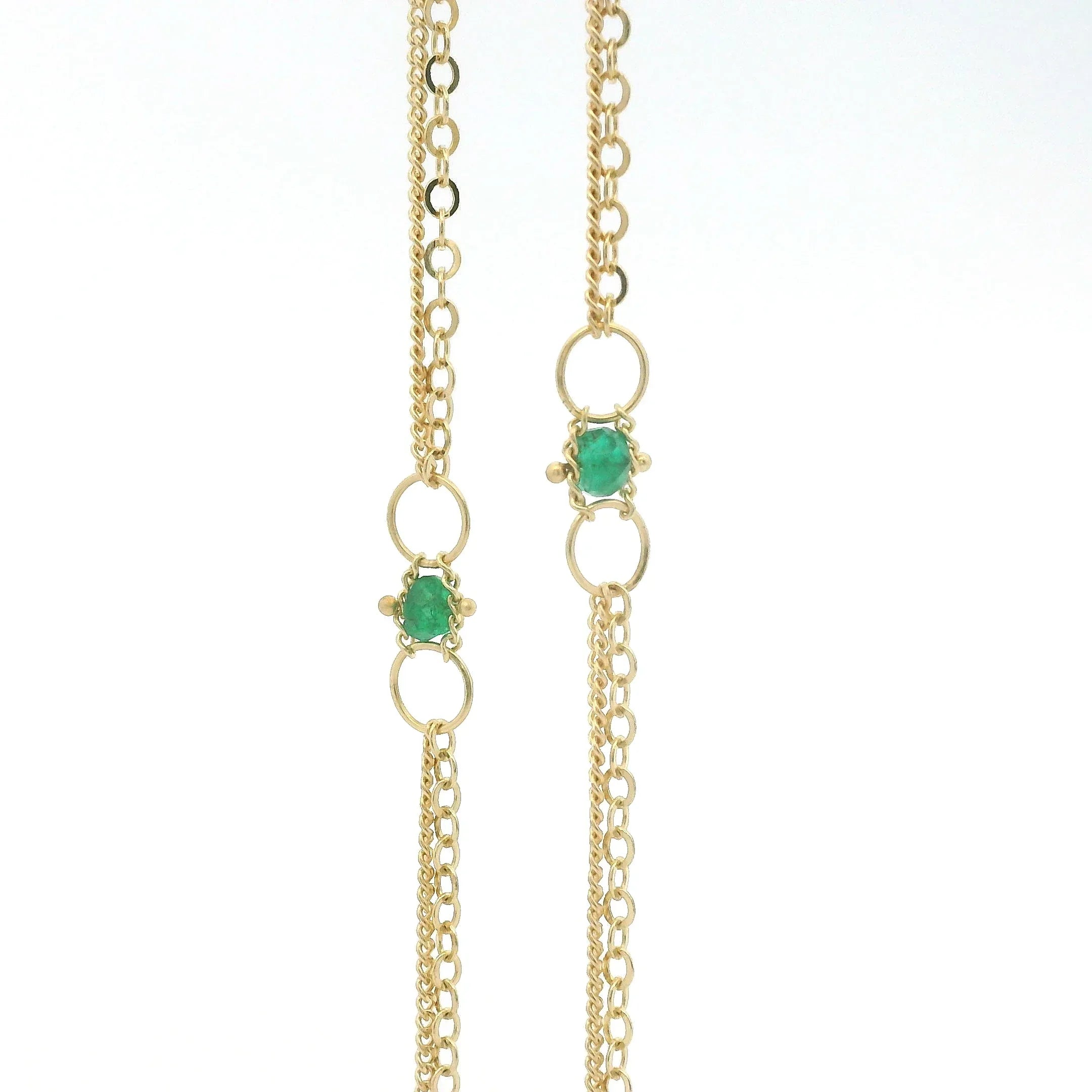Yellow Gold and Emerald Station Necklace
