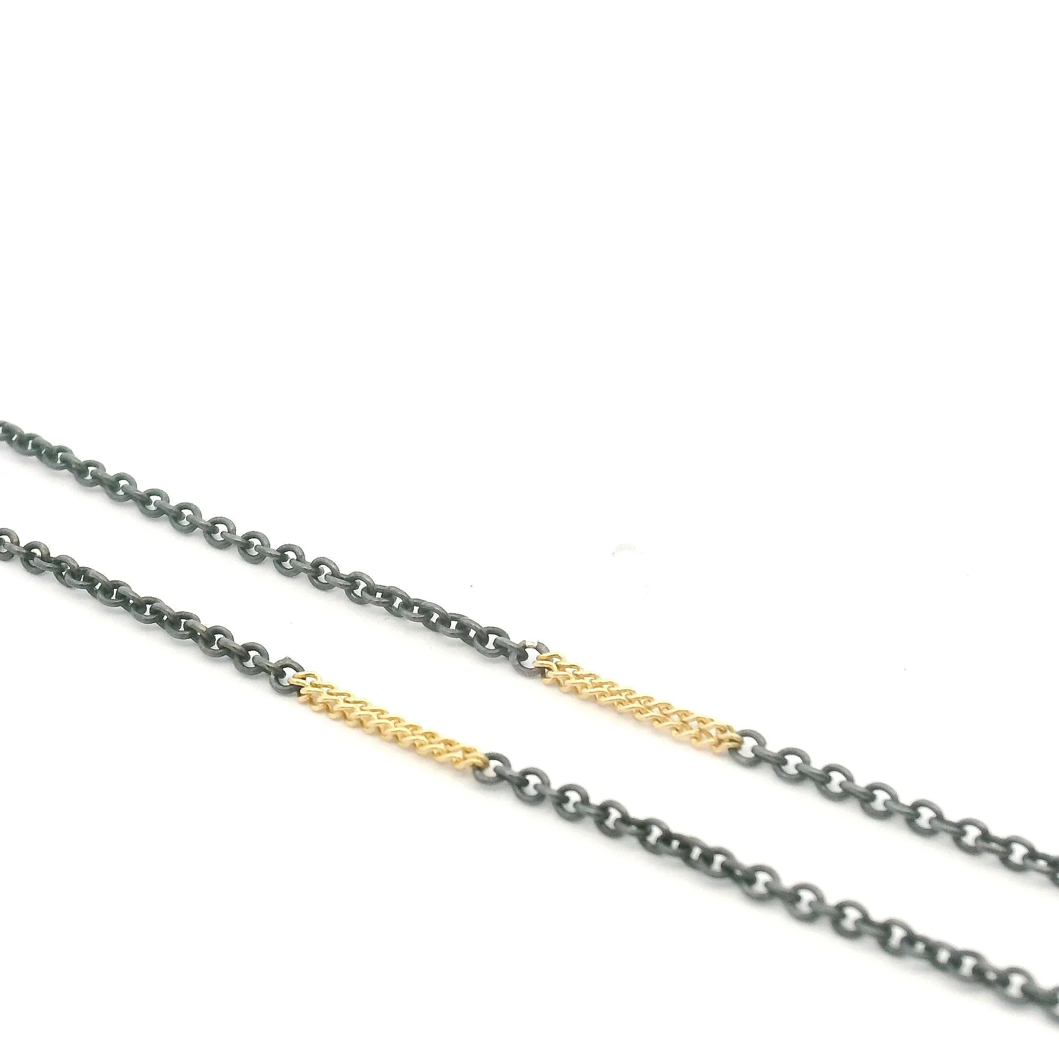 Oxidized Silver and Yellow Gold Necklace