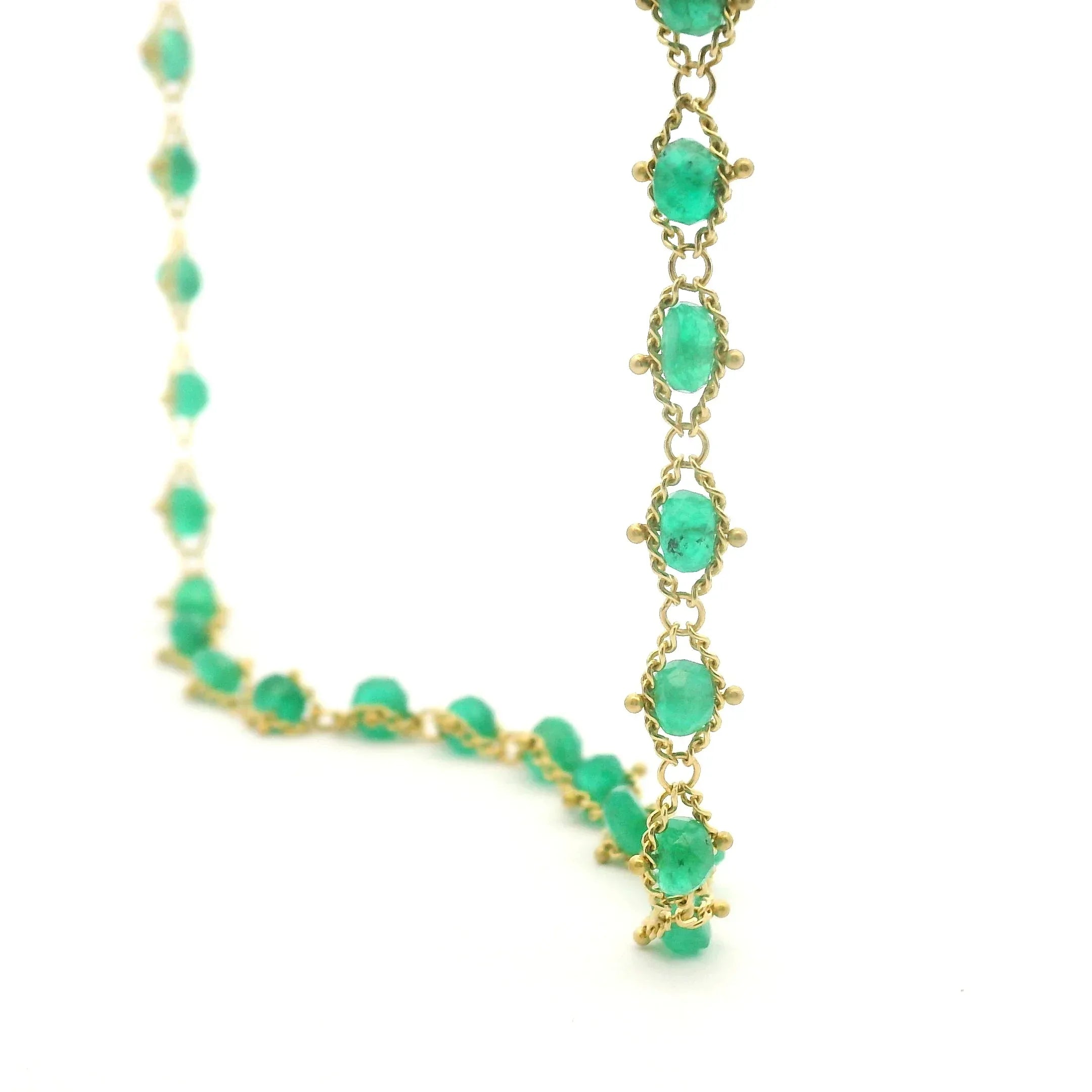 Yellow Gold and Emerald Textile Necklace