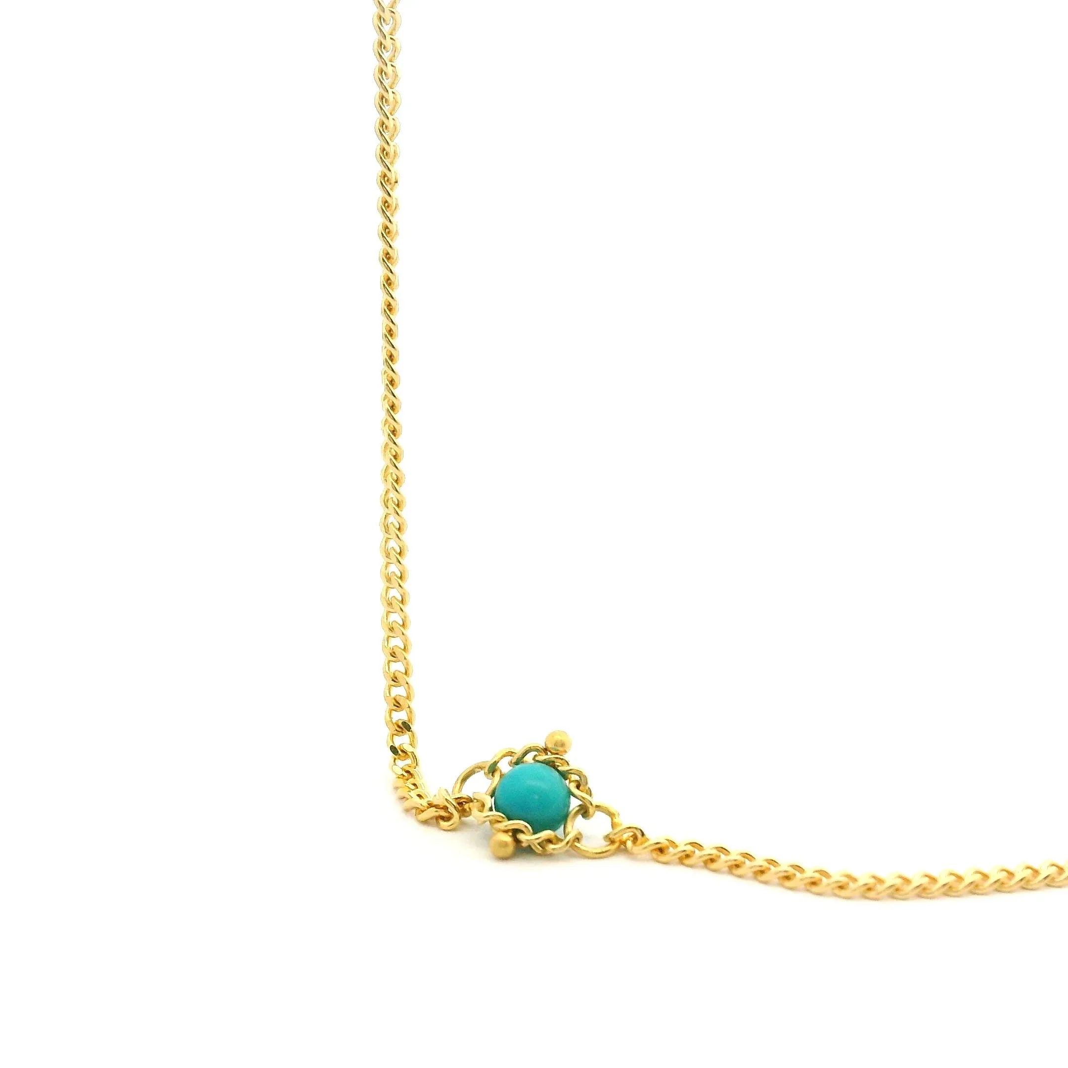 Yellow Gold Turquoise Textile Necklace