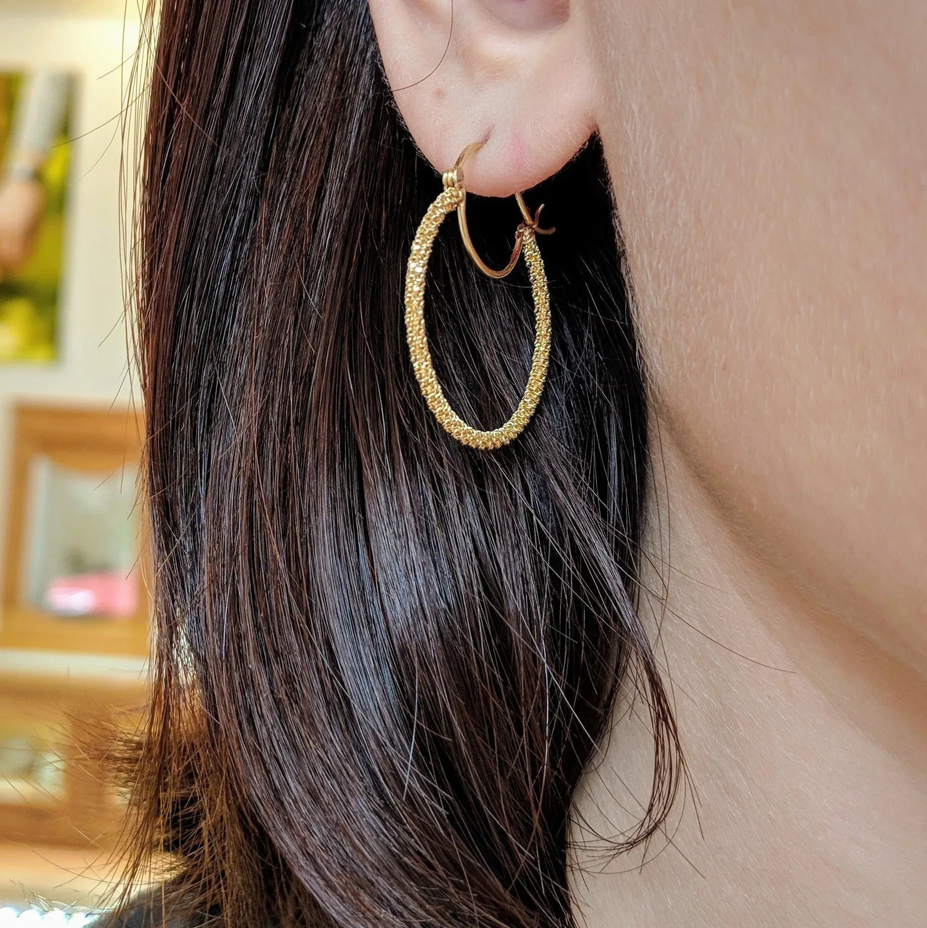18k Stardust Hoop Earring
