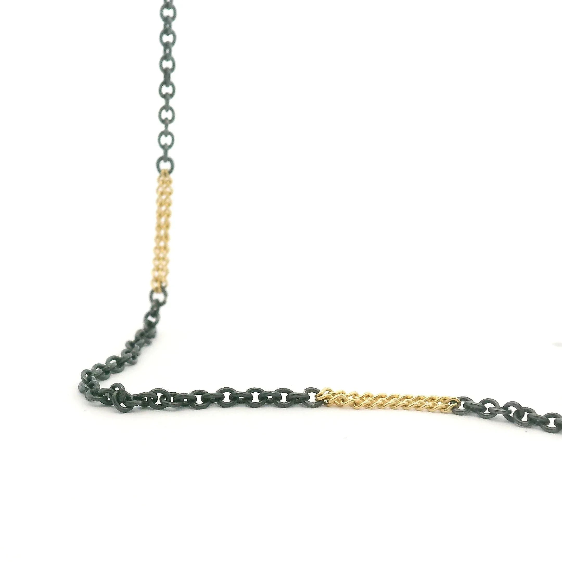 Oxidized Silver and Yellow Gold Necklace