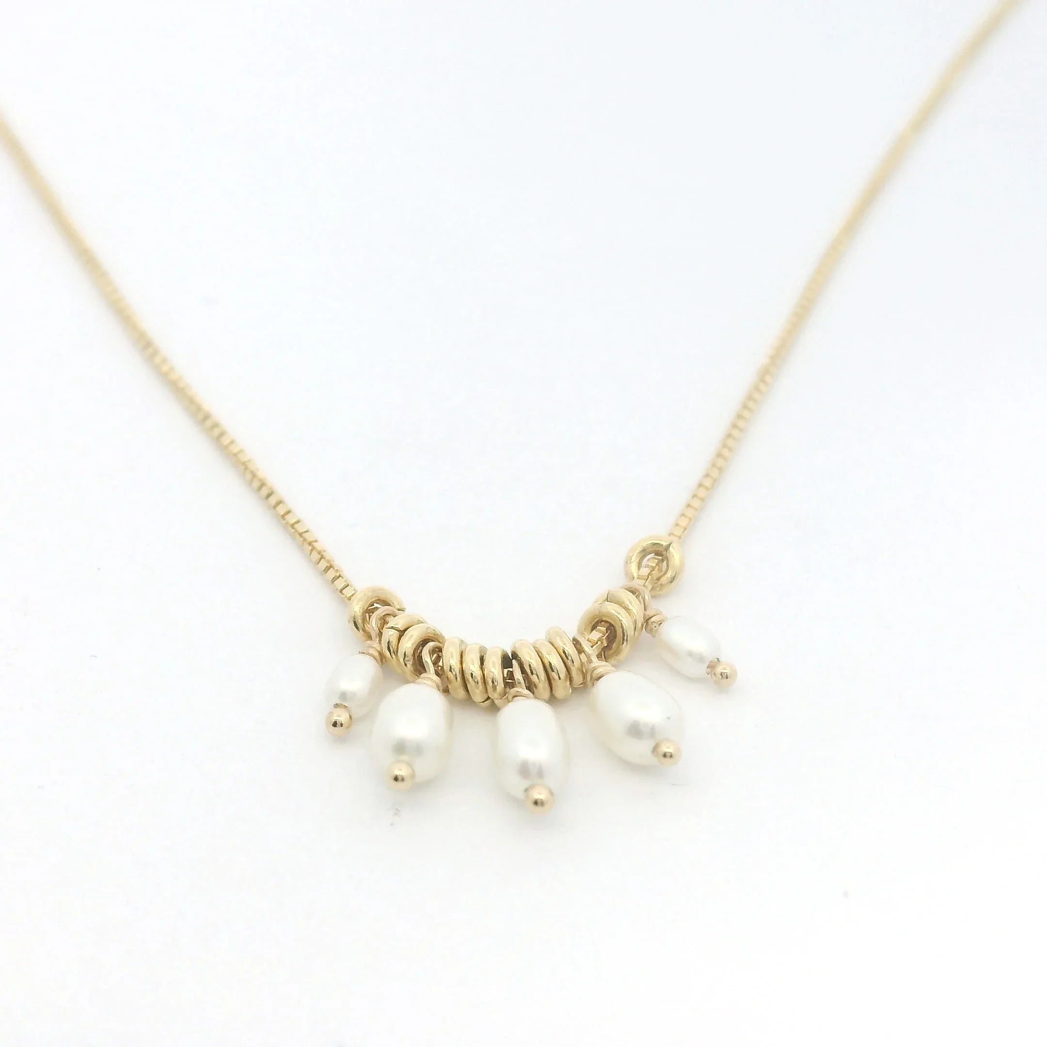 Five Little Rice Pearl Luna Necklace