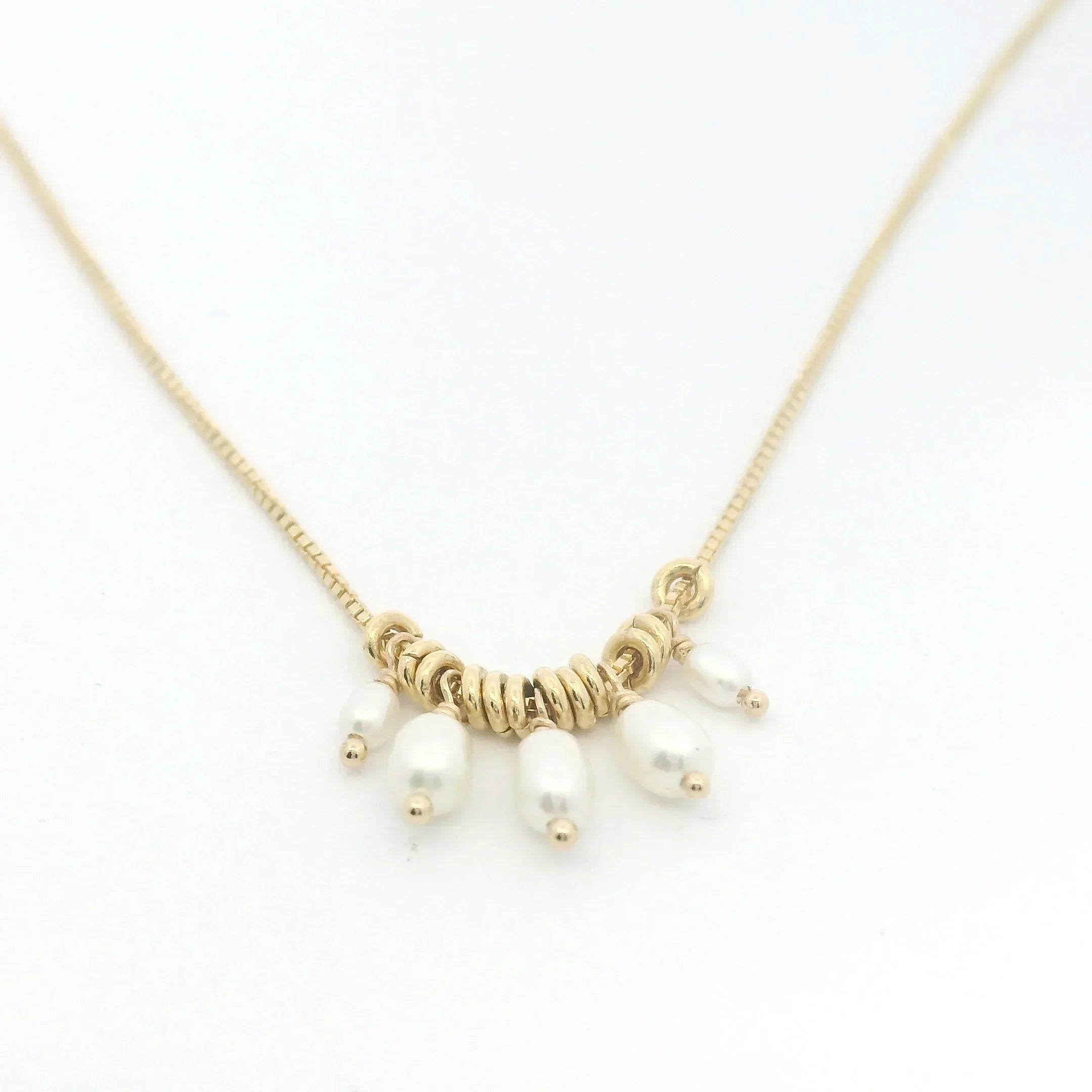 Five Little Rice Pearl Luna Necklace