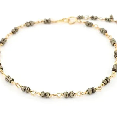 Yellow Gold and Pyrite Hand-tied Bracelet