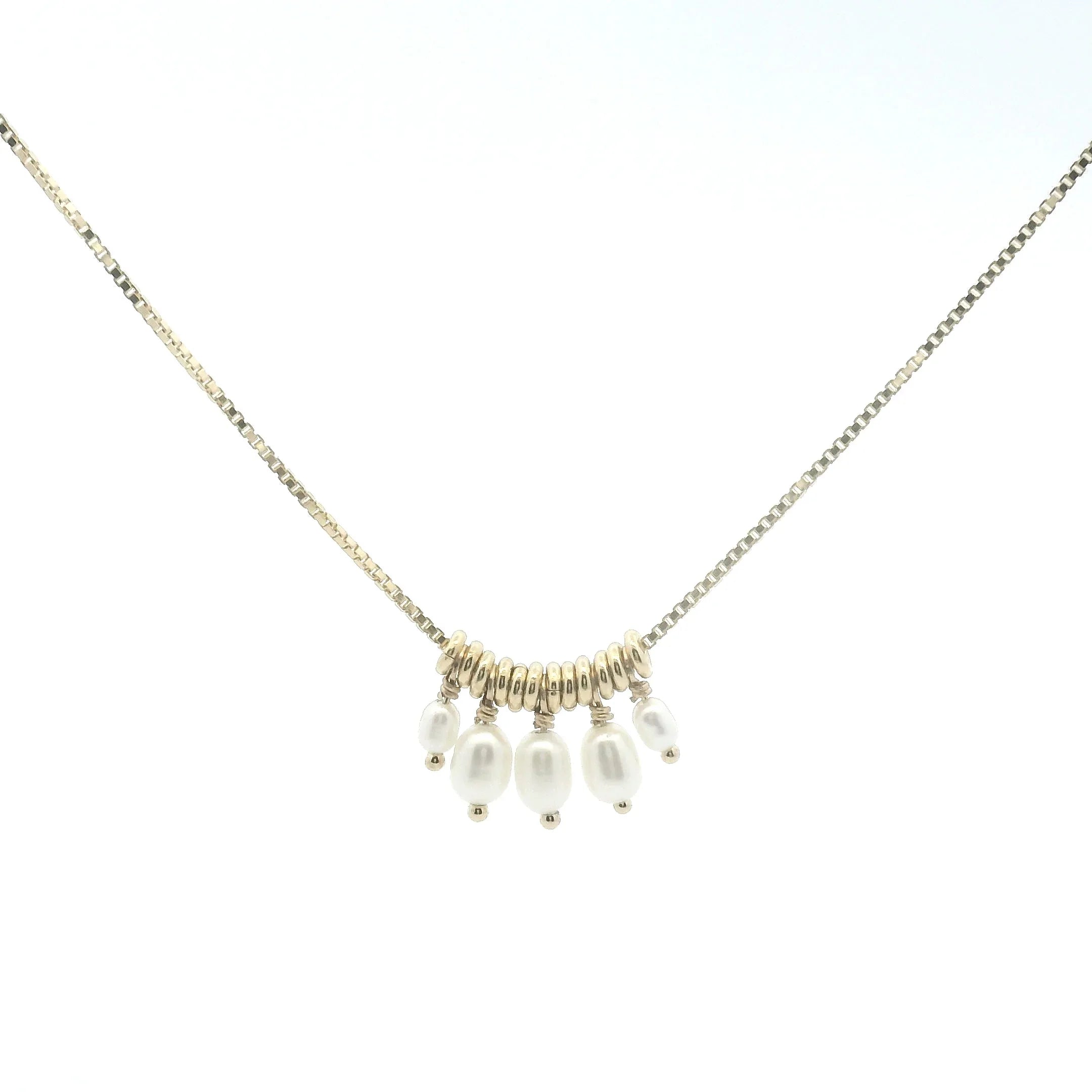 Five Little Rice Pearl Luna Necklace