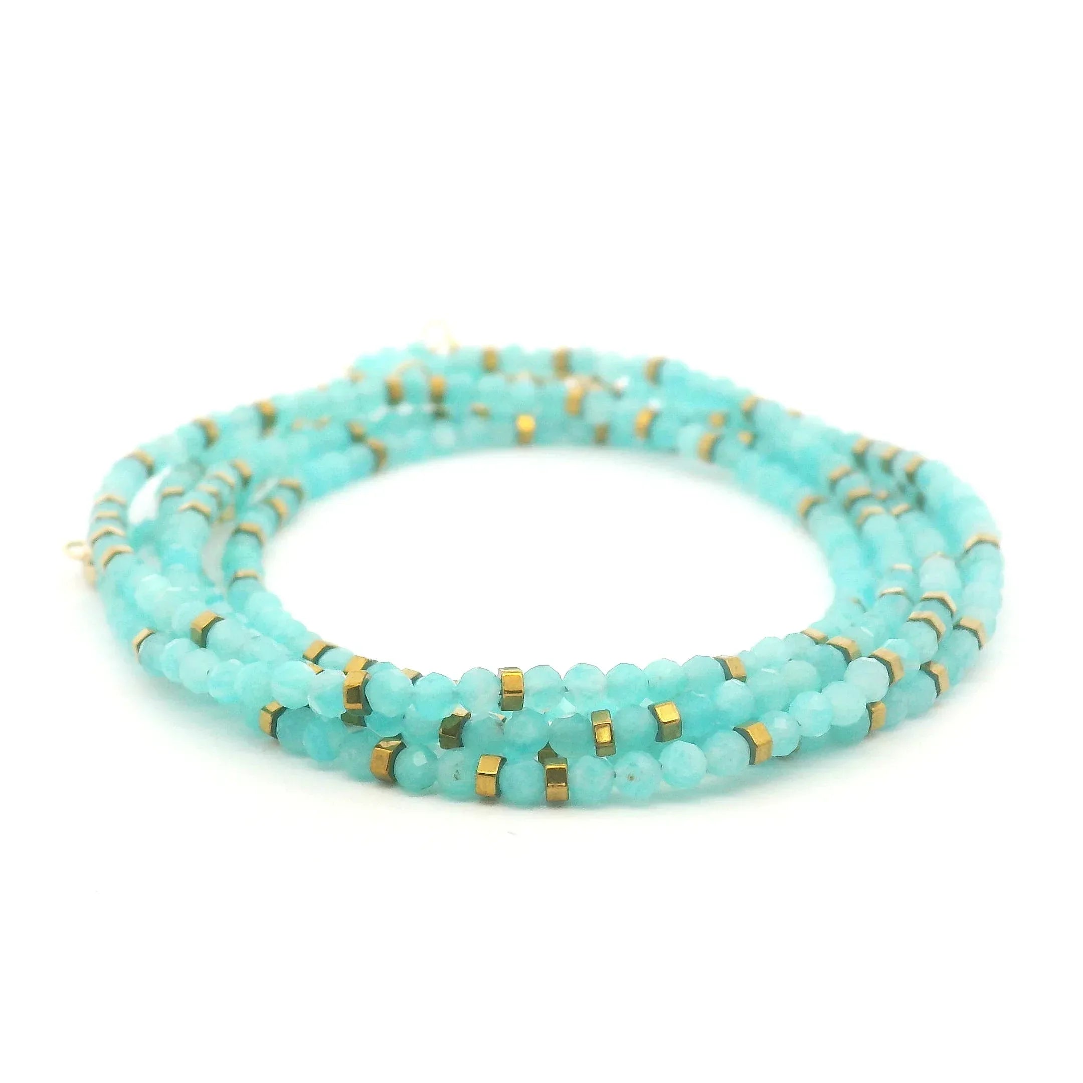 18 karat Yellow Gold and Amazonite Confetti Wrap